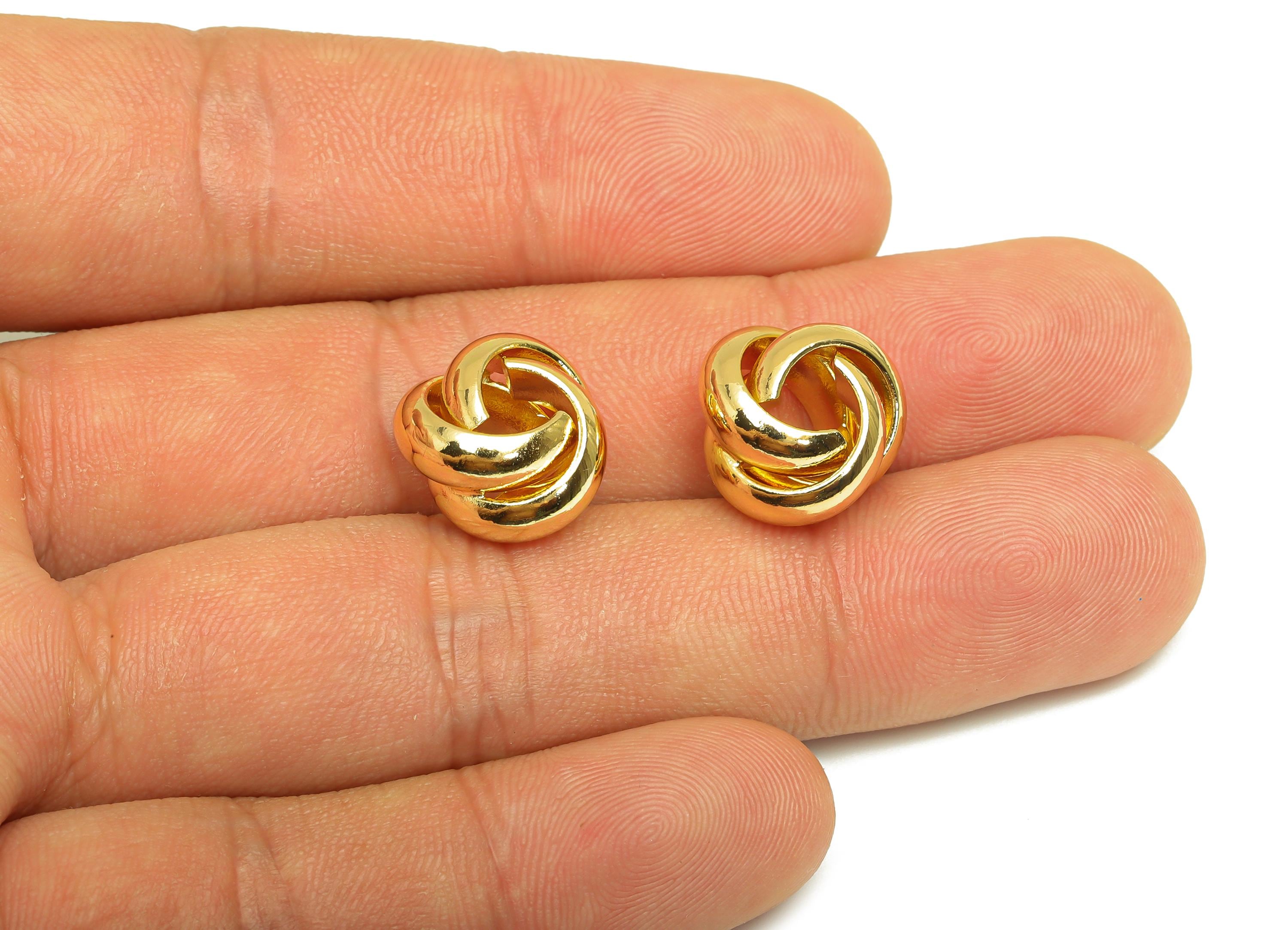 Brass Interwoven Earring Charm - Brass Woven Ring Earring Charm - Twisted Ball Charm - 18K Real Gold Plating - 14.2x14.2x9.29mm - RGP7882 - DOMEDBAZAAR