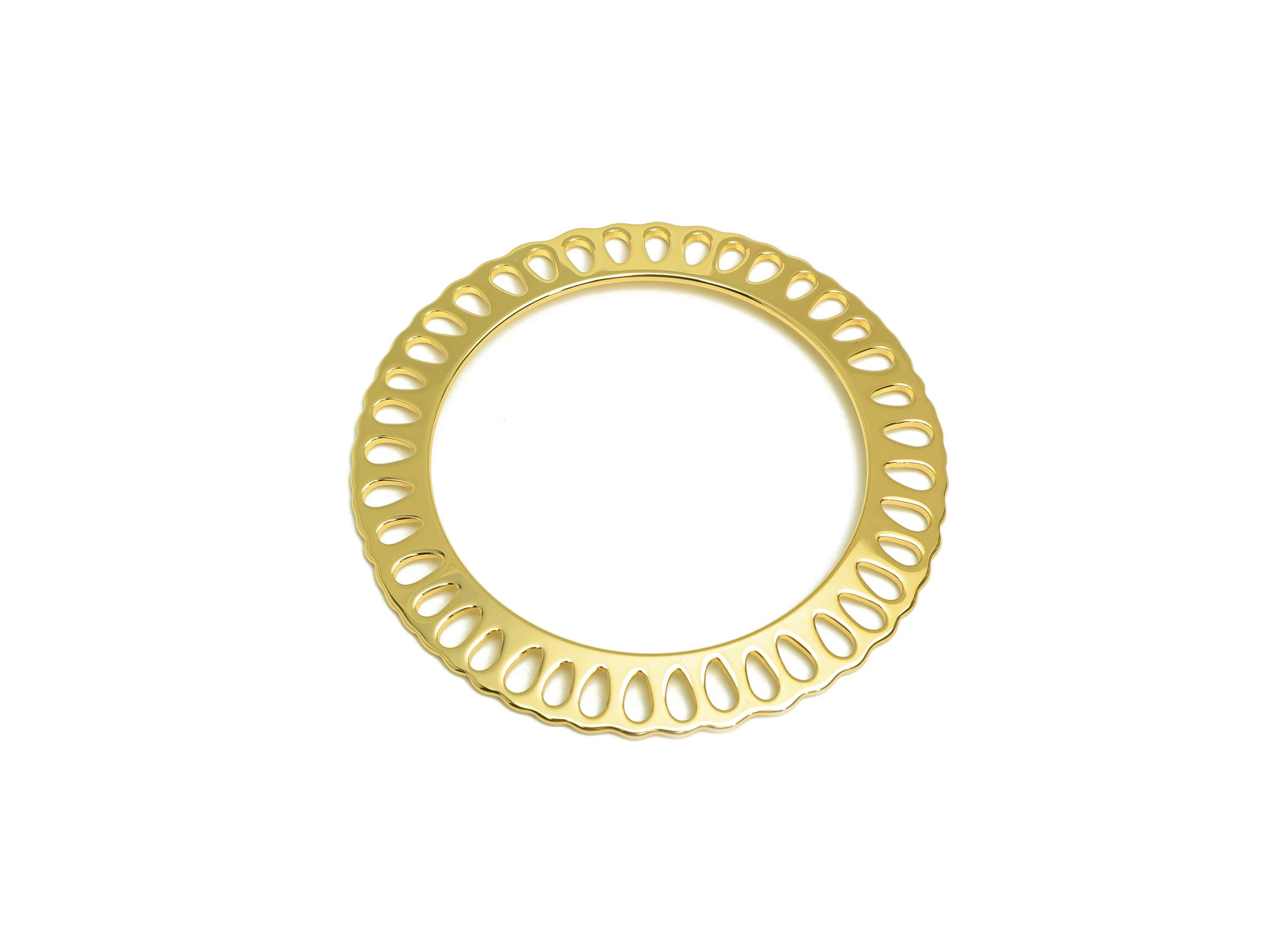 Brass Round Drop Earring Charm - Brass Circle Earring Connector - Brass Donut Teardrop Charm - 18K Real Gold Plating - 60x60x1mm - RGP7923 - DOMEDBAZAAR