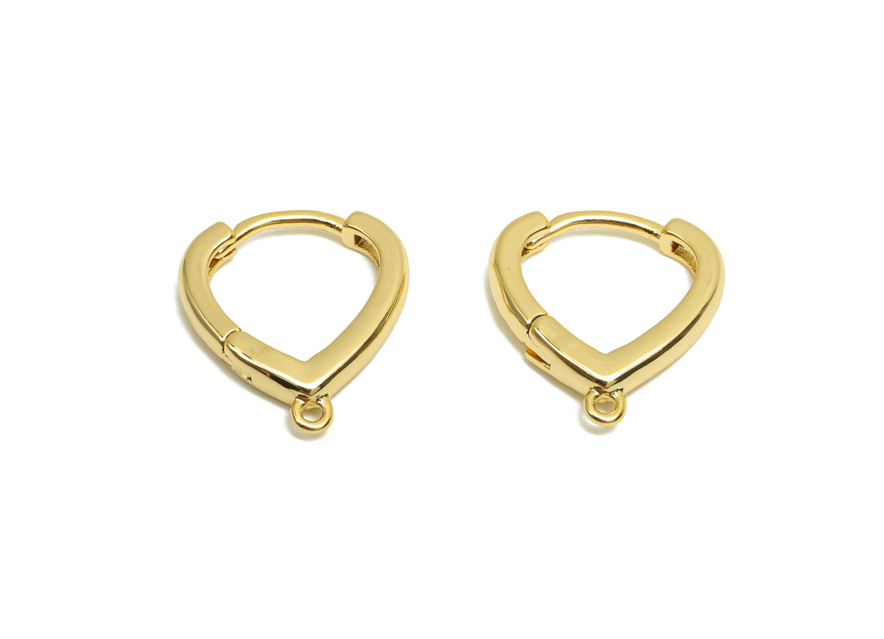 Brass Huggie Hoop Earring - For Women - Brass Teardrop Hoop Clasp Earring For Tassel - 18K Real Gold Plating - 15.5x13.61x2.53mm - RGP8311 - DOMEDBAZAAR