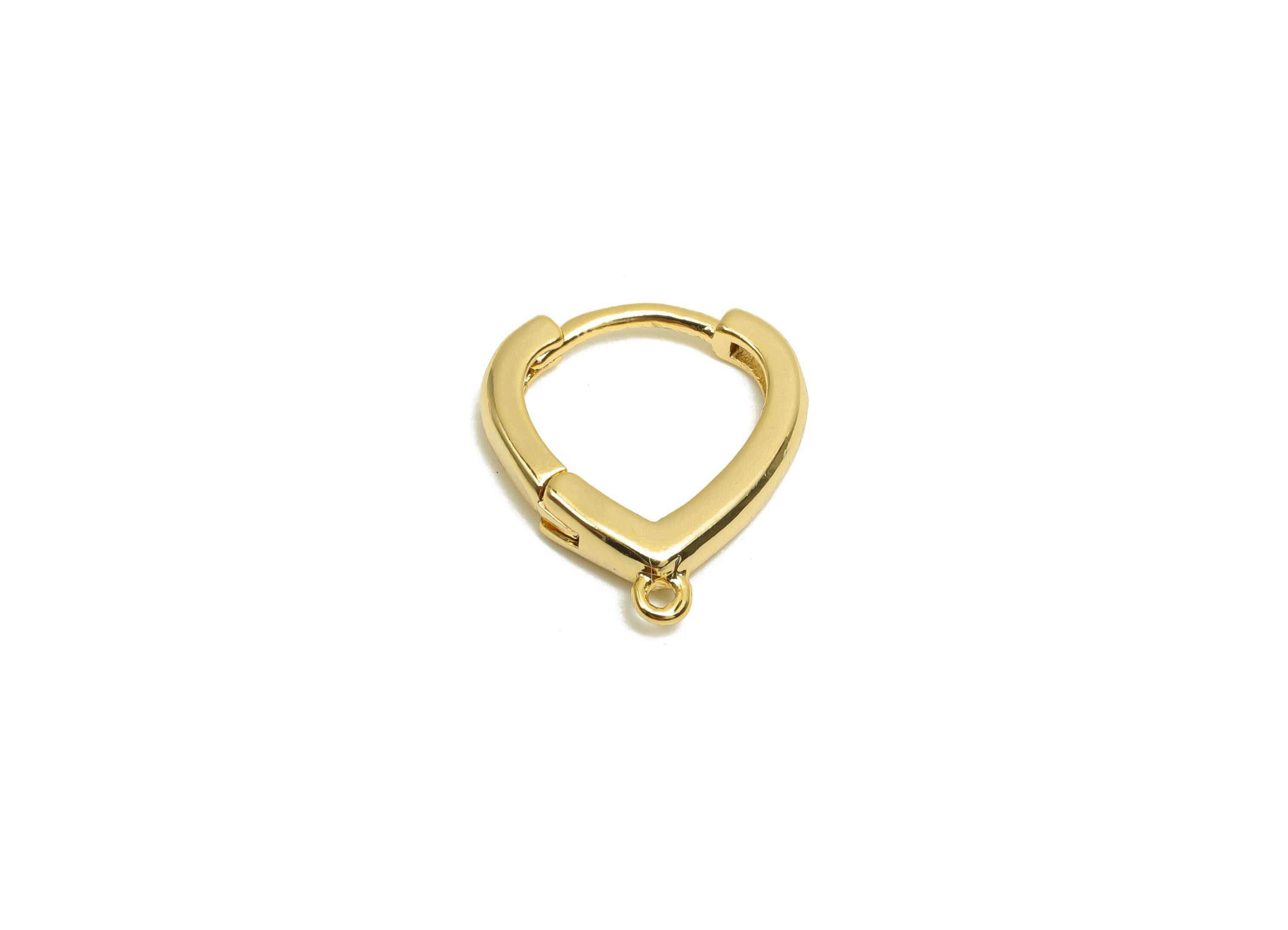 Brass Huggie Hoop Earring - For Women - Brass Teardrop Hoop Clasp Earring For Tassel - 18K Real Gold Plating - 15.5x13.61x2.53mm - RGP8311 - DOMEDBAZAAR