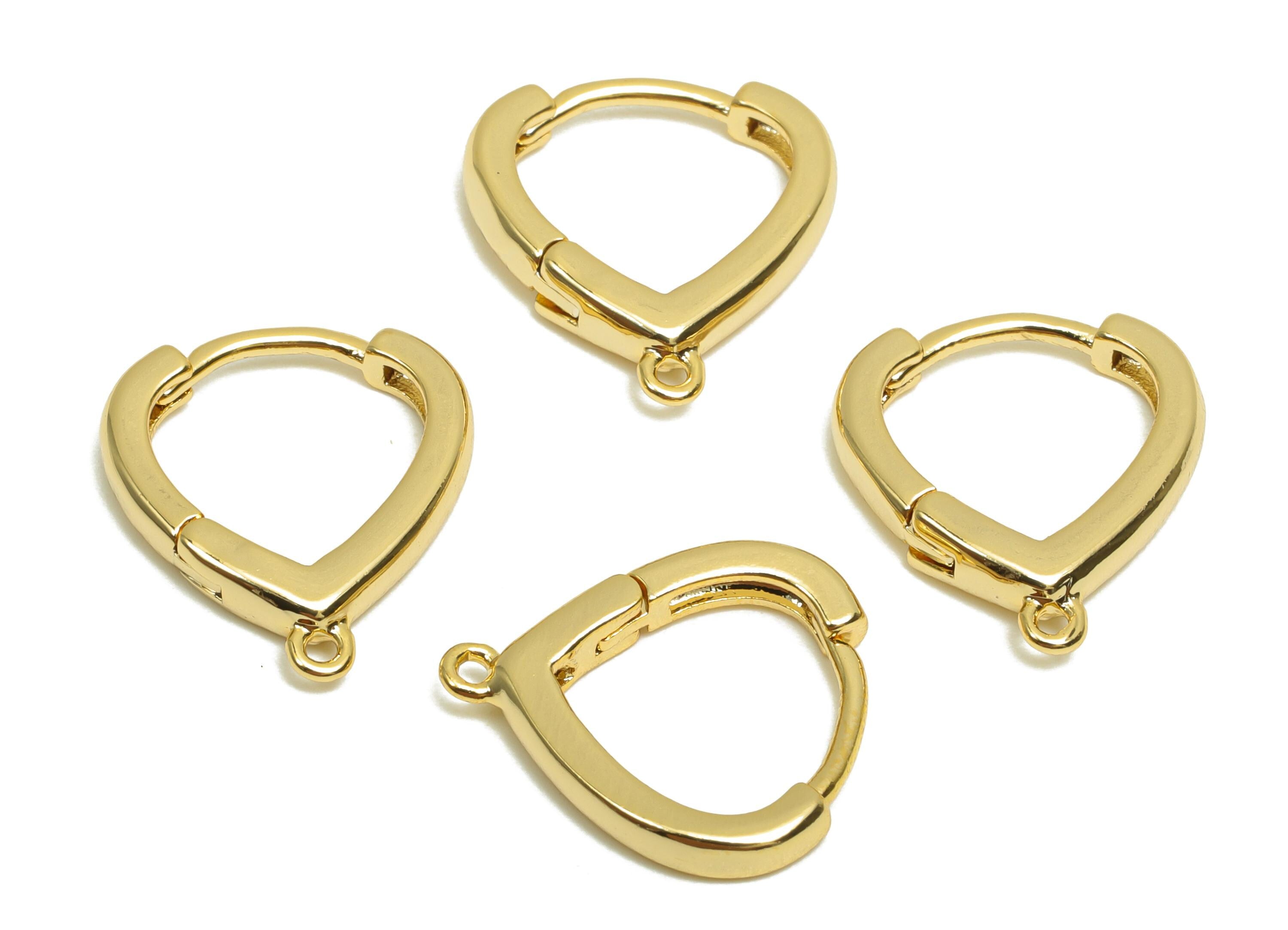Brass Huggie Hoop Earring - For Women - Brass Teardrop Hoop Clasp Earring For Tassel - 18K Real Gold Plating - 15.5x13.61x2.53mm - RGP8311 - DOMEDBAZAAR