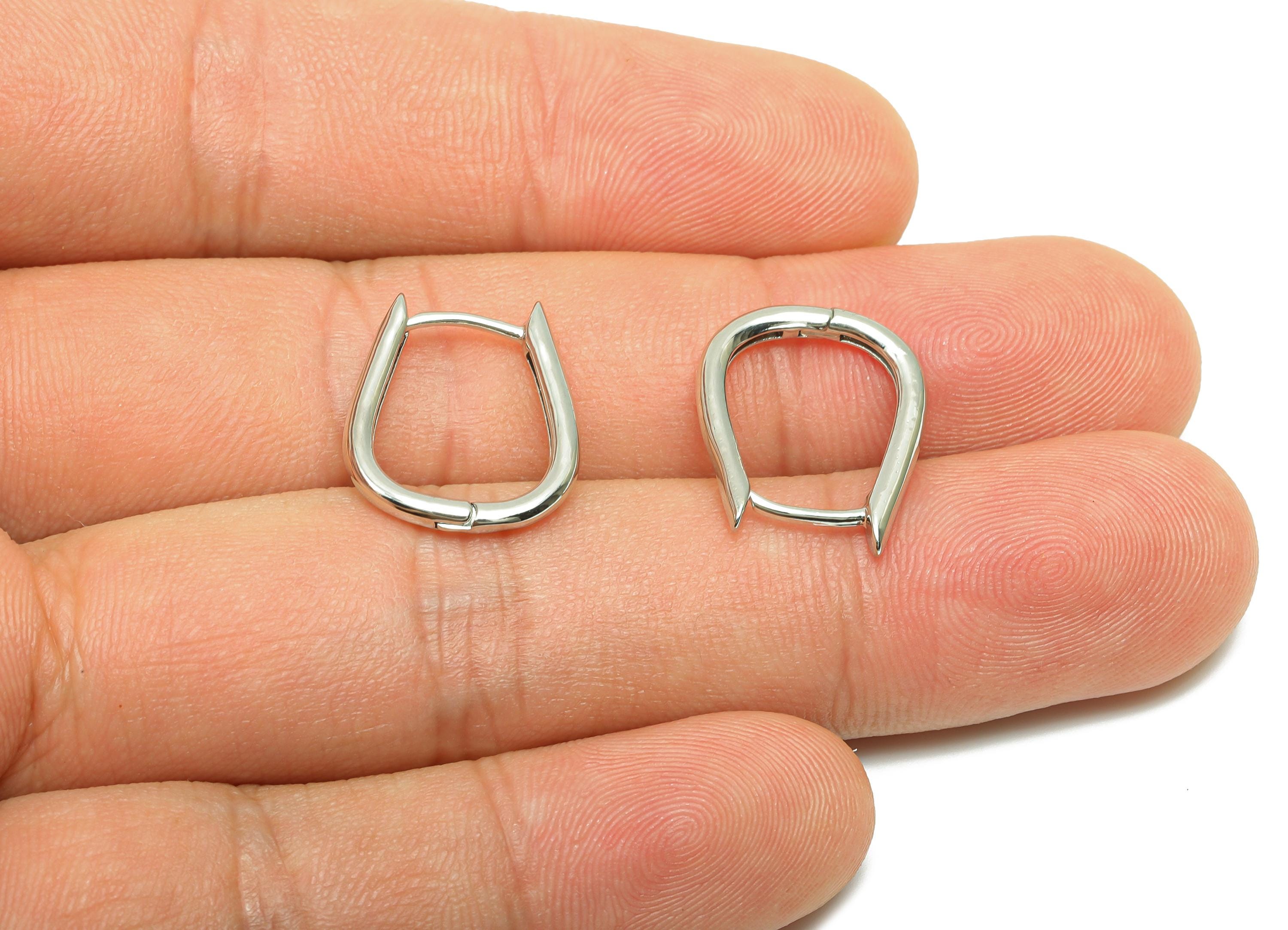 Drop U Huggie Hoop Earring - For Women's Hoop Earring - Brass Daily wear Earring - 18K Real White Gold Plated - 14.51x14.51x2.01mm - RGP8230 - DOMEDBAZAAR