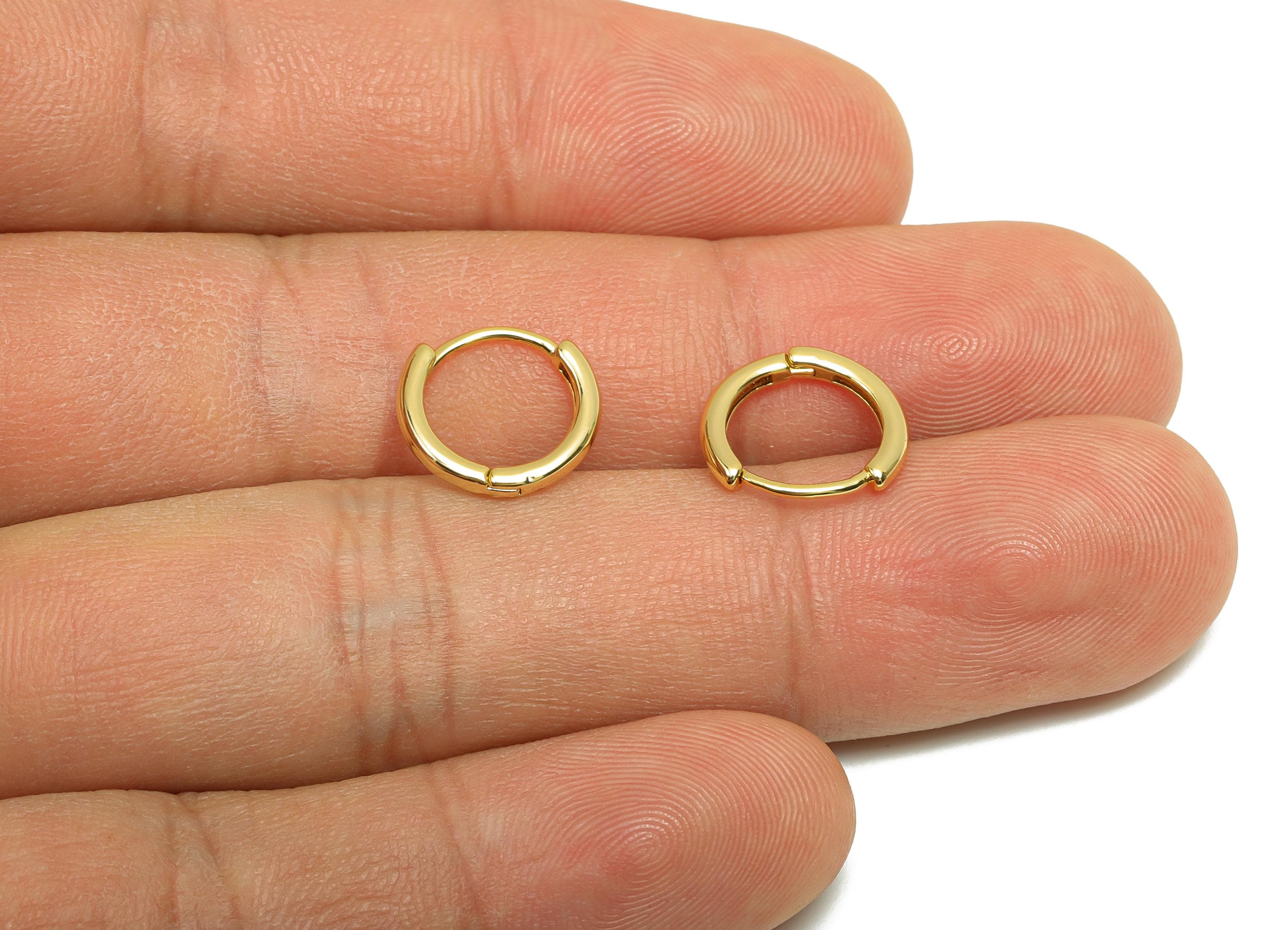 Brass Huggie Hoop Earring - Minimalist Gift For Her - Gold Jewelry Hoop Clasp Earring - 18K Real Gold Plating - 10.9x11.86x1.6mm - RGP8316 - DOMEDBAZAAR