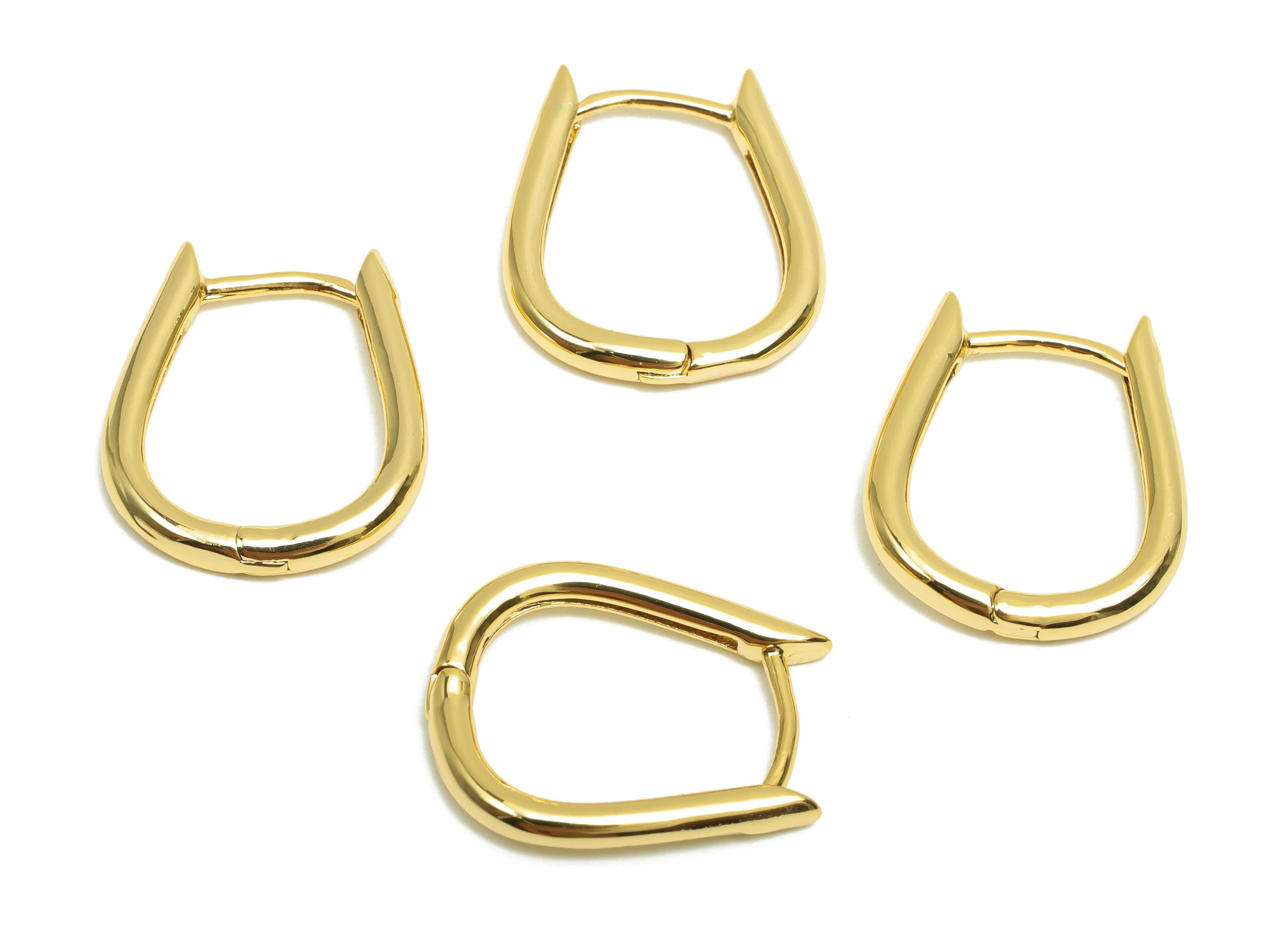 Brass Huggie Hoop Earring - Minimalist Gift For Her - Brass Hoop Clasp Earring - 18K Real Gold Plating - 17.32x14.51x2.01mm - RGP8304 - DOMEDBAZAAR