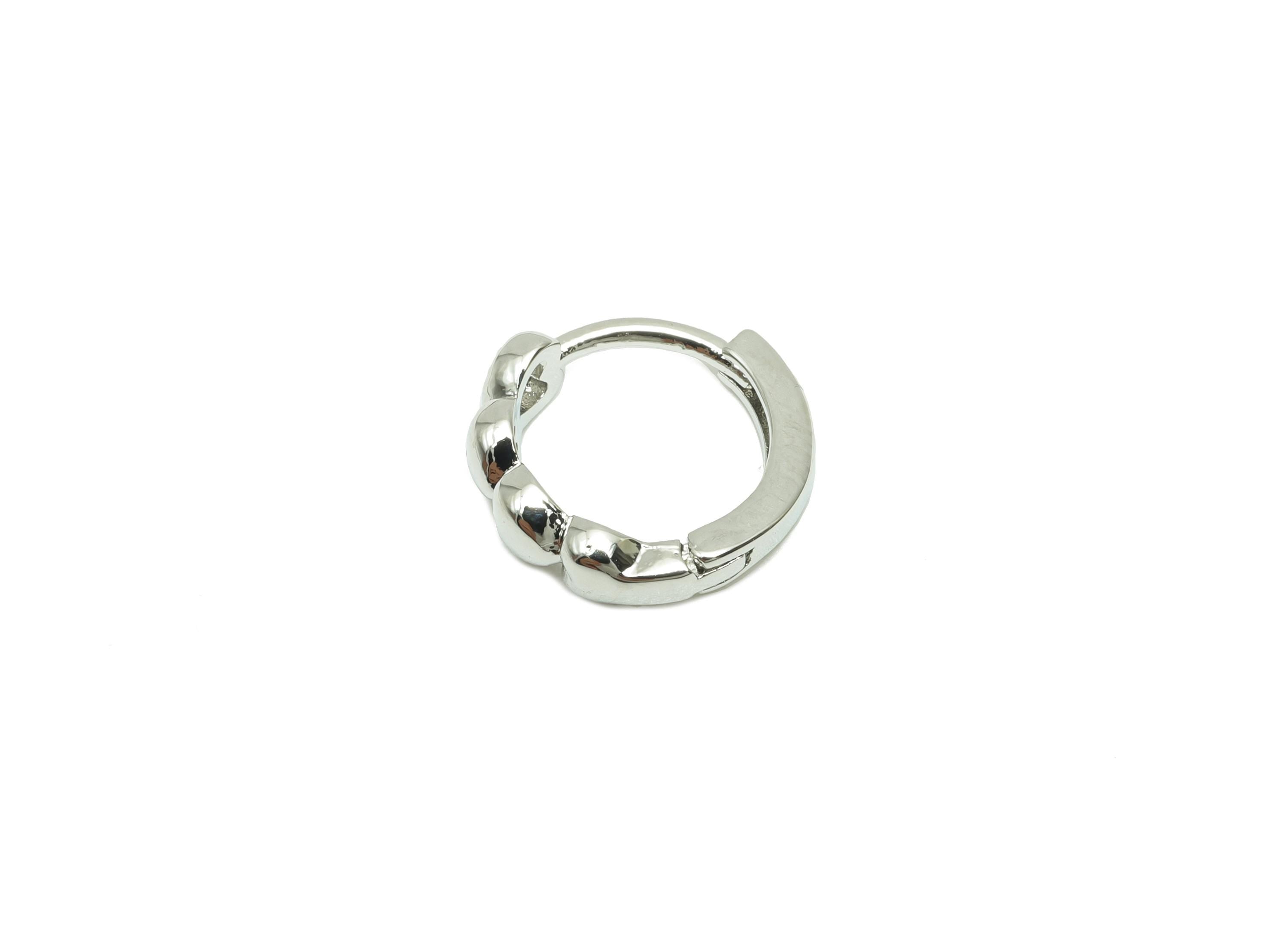 Round Heart Earring - For Women's Huggie Earring - Brass Valentine's Day Hoop Ear - 18K Real White Gold Plated- 11.57x12.33x2.20mm - RGP8231 - DOMEDBAZAAR