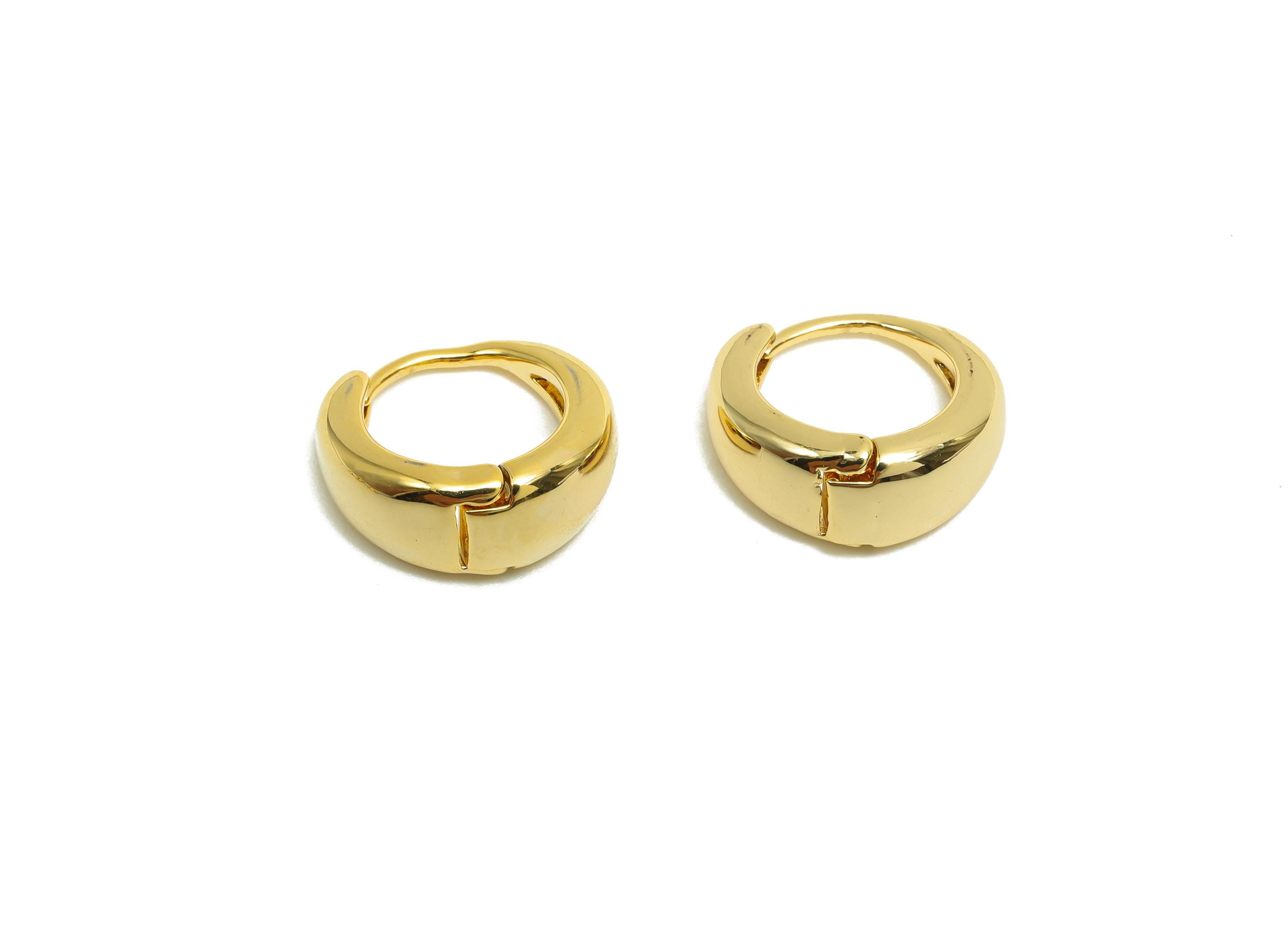 Brass Huggie Hoop Earring - Minimalist Gift For Her - Brass Thick Hoop Earring - Gold Jewelry - 18K Real Gold Plating - 10x11x2mm - RGP8296 - DOMEDBAZAAR