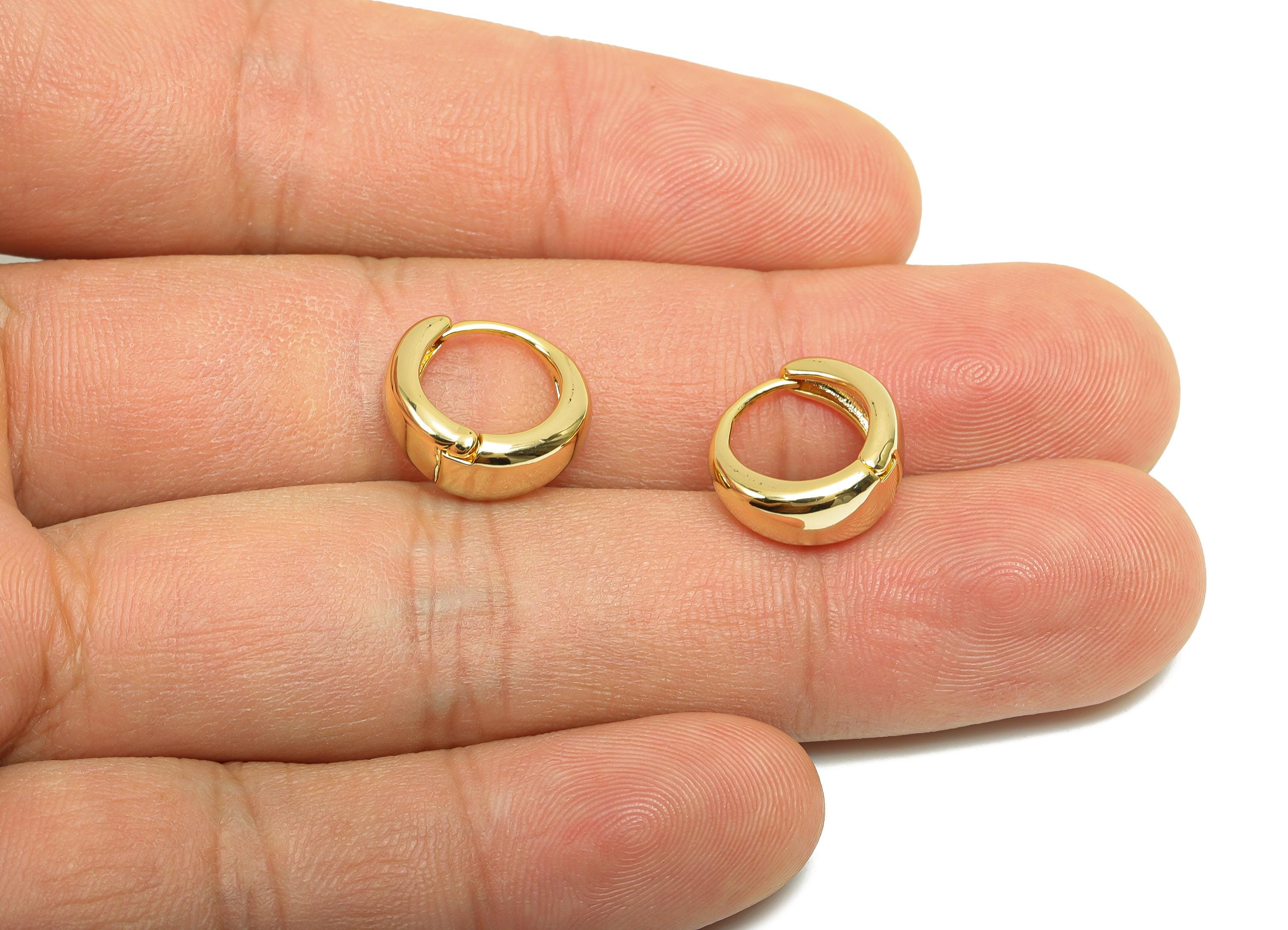 Brass Huggie Hoop Earring - Minimalist Gift For Her - Brass Thick Hoop Earring - Gold Jewelry - 18K Real Gold Plating - 10x11x2mm - RGP8296 - DOMEDBAZAAR