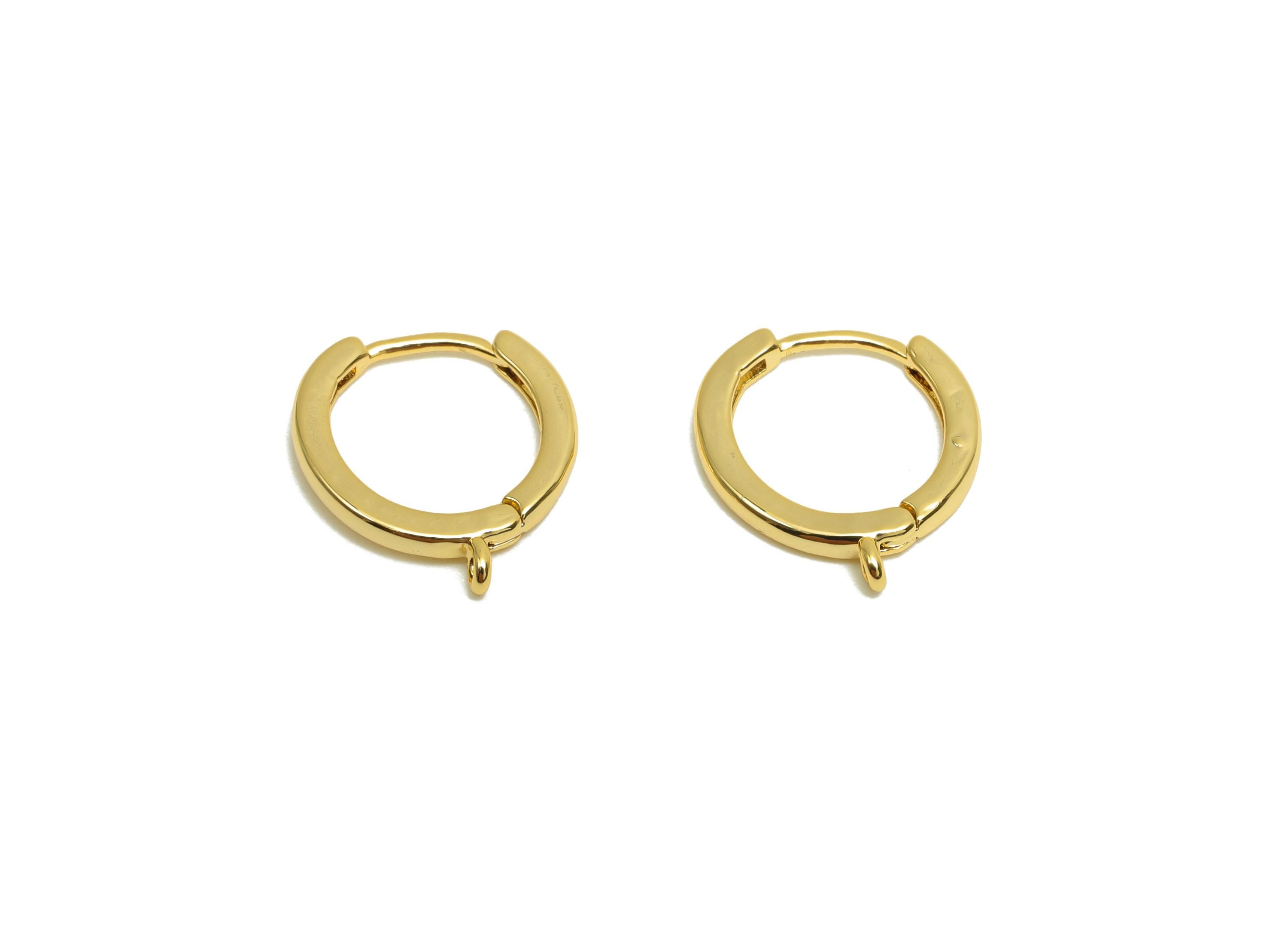 Brass Hoop Earring - Minimalist Gift For Her - Brass Gold Jewelry Huggie Earring With Loop - 18K Real Gold Plating - 12.91x11x1mm - RGP8293 - DOMEDBAZAAR