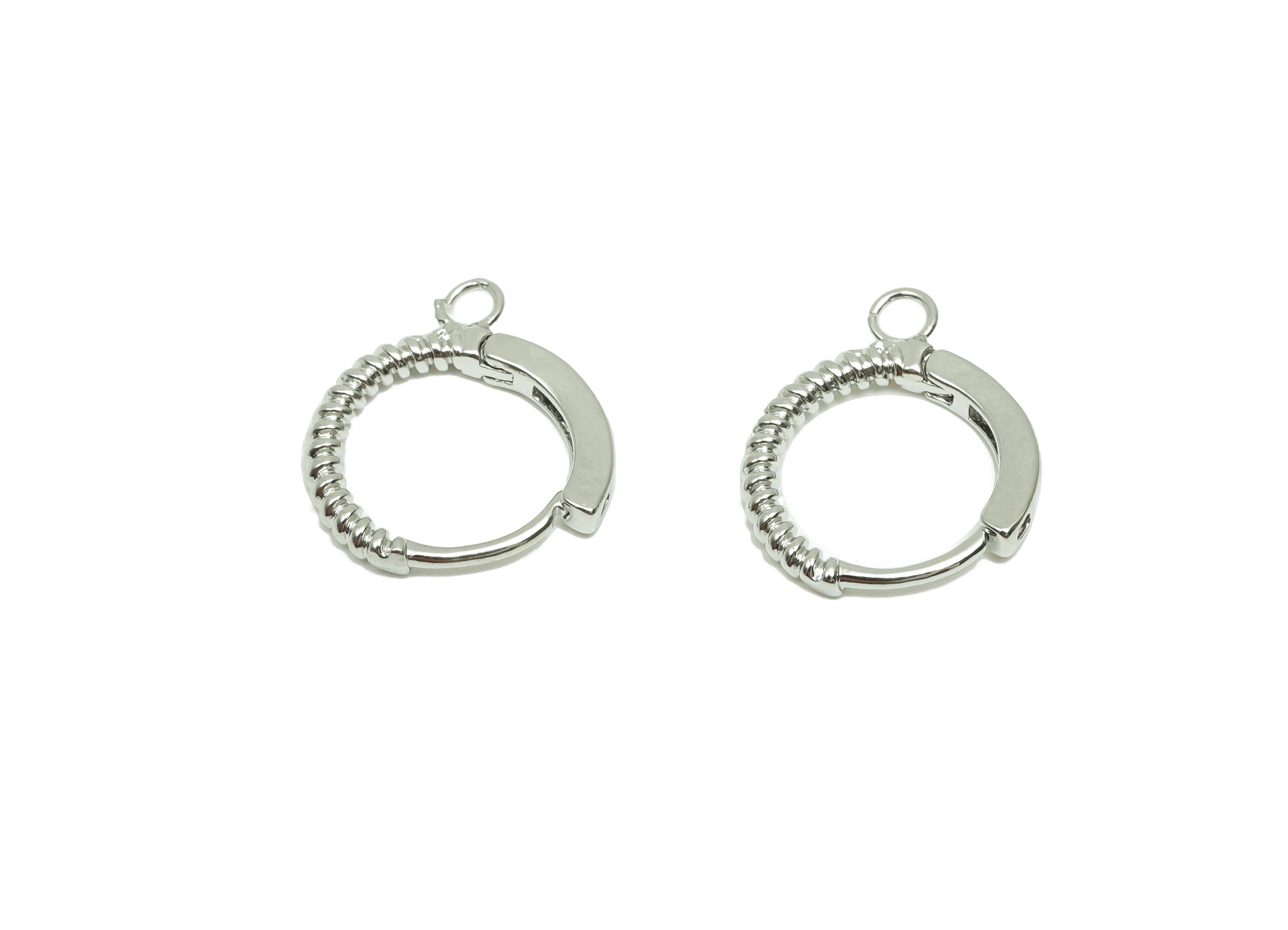 Textured Round Huggie Ear - For Women's Hoop Earring - Brass Daily Wear Earring - 18K Real White Gold Plated - 12.49x13.38x1.81mm - RGP8239 - DOMEDBAZAAR