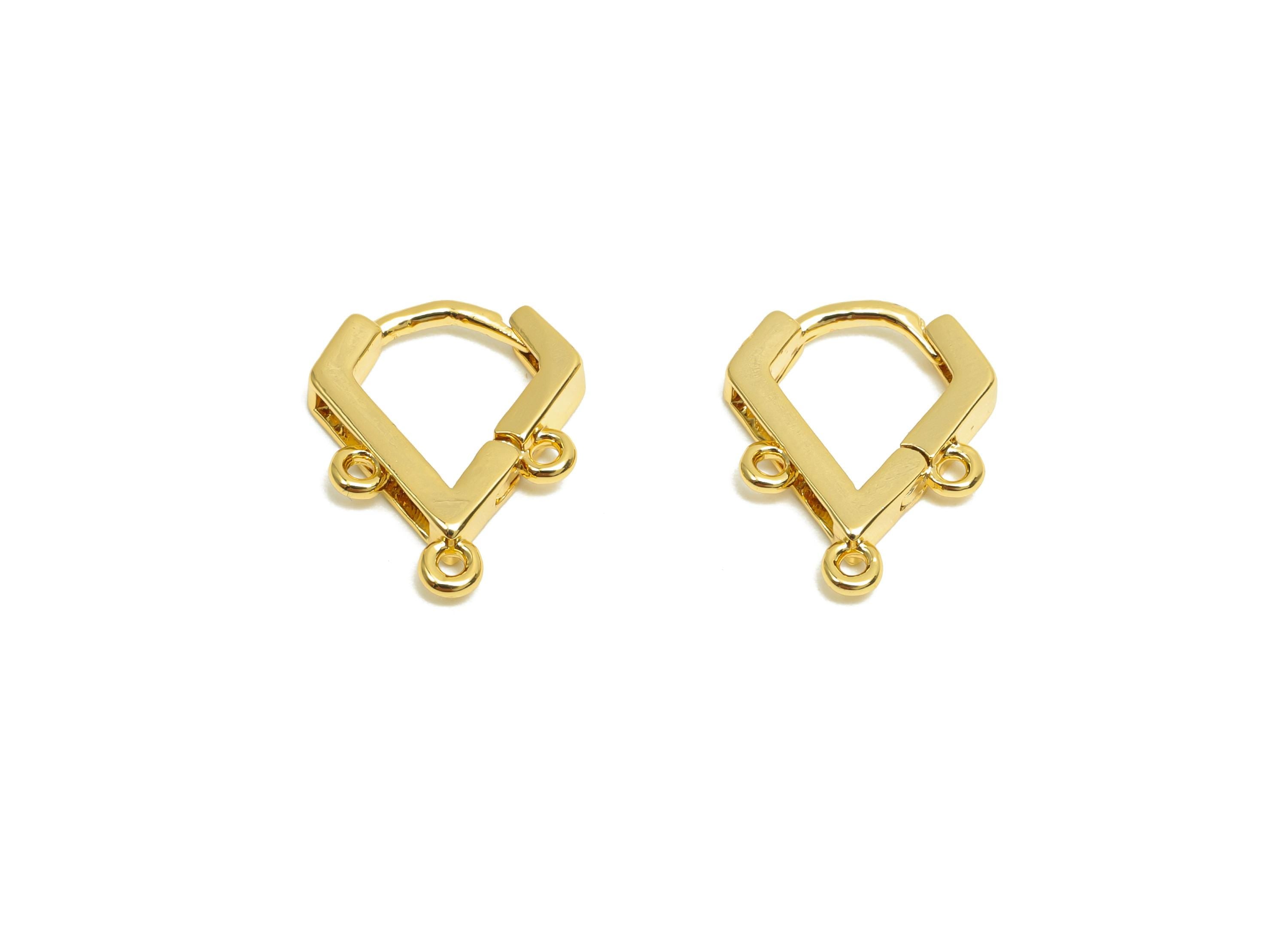 Brass Hoop Earring - Gift For Her - Brass Huggie Earring With Loop - Gold Jewelry - For Tassel - 18K Real Gold Plating - 14x11x1mm - RGP8292 - DOMEDBAZAAR