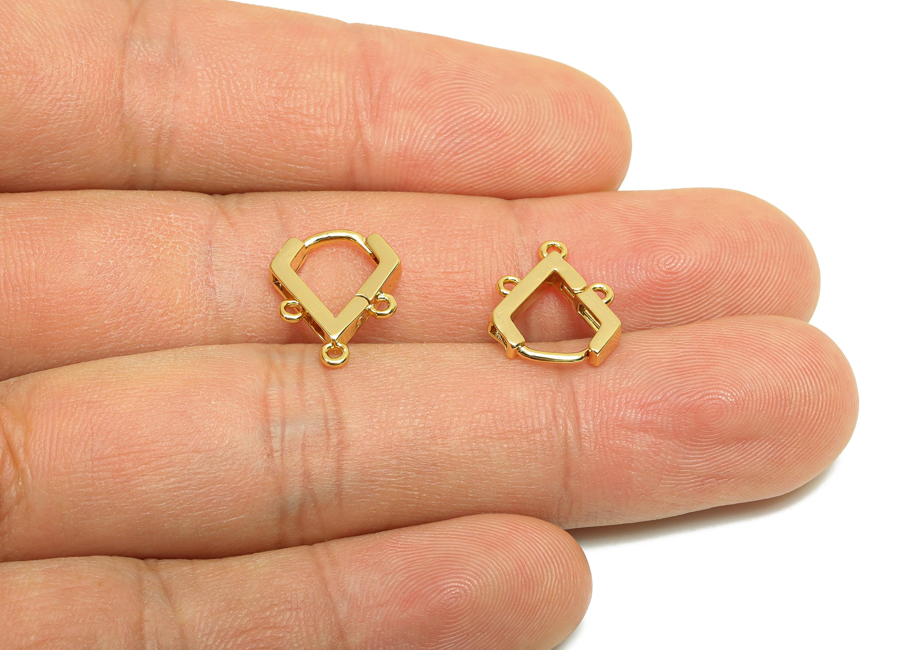 Brass Hoop Earring - Gift For Her - Brass Huggie Earring With Loop - Gold Jewelry - For Tassel - 18K Real Gold Plating - 14x11x1mm - RGP8292 - DOMEDBAZAAR