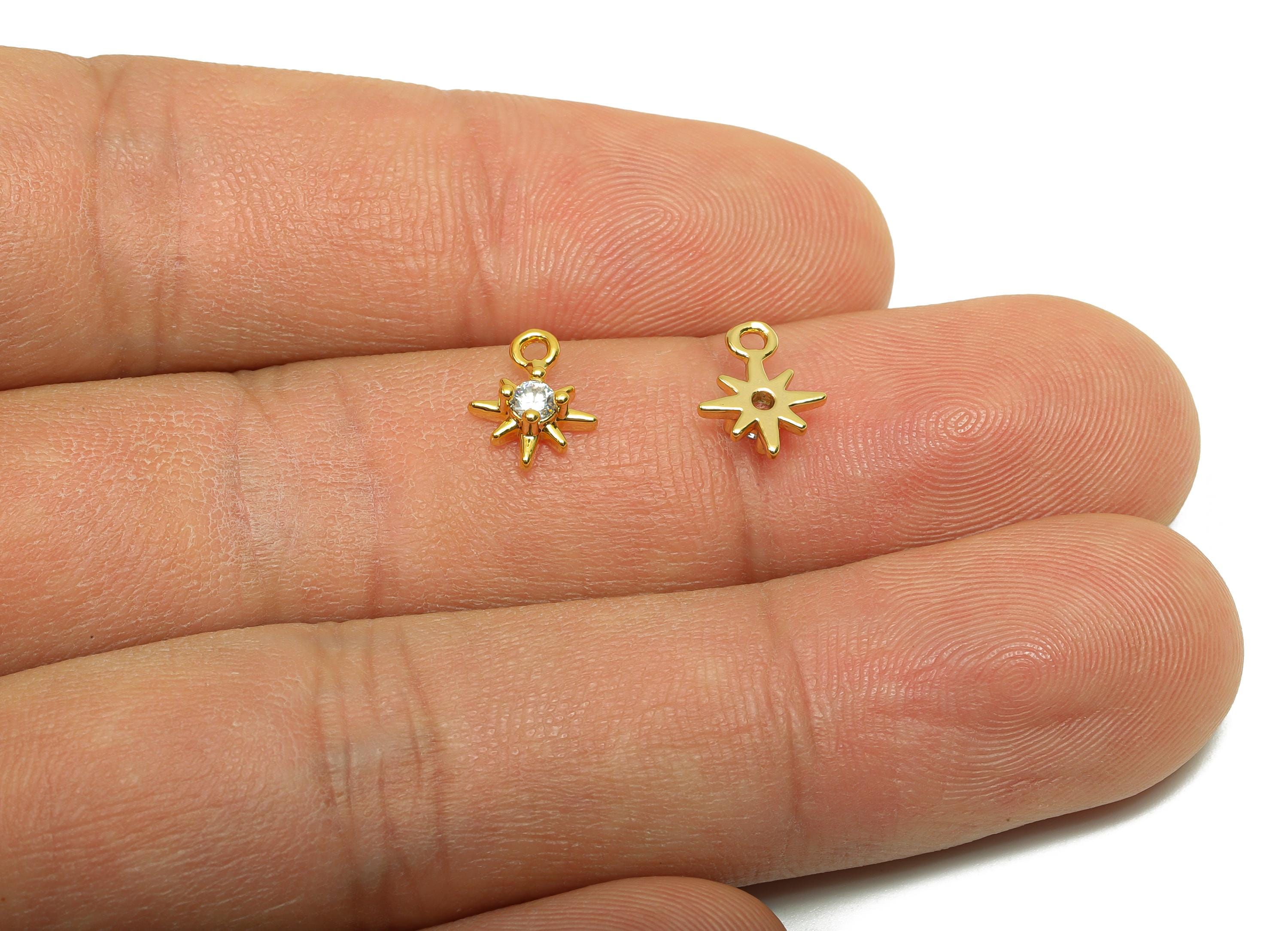 Brass CZ Earring Charm - Gift For Her - Brass Star Cubic Zircon Earring Charm - Gold Jewelry - 18K Real Gold Plating - 7.03x5x2mm- RGP8298 - DOMEDBAZAAR