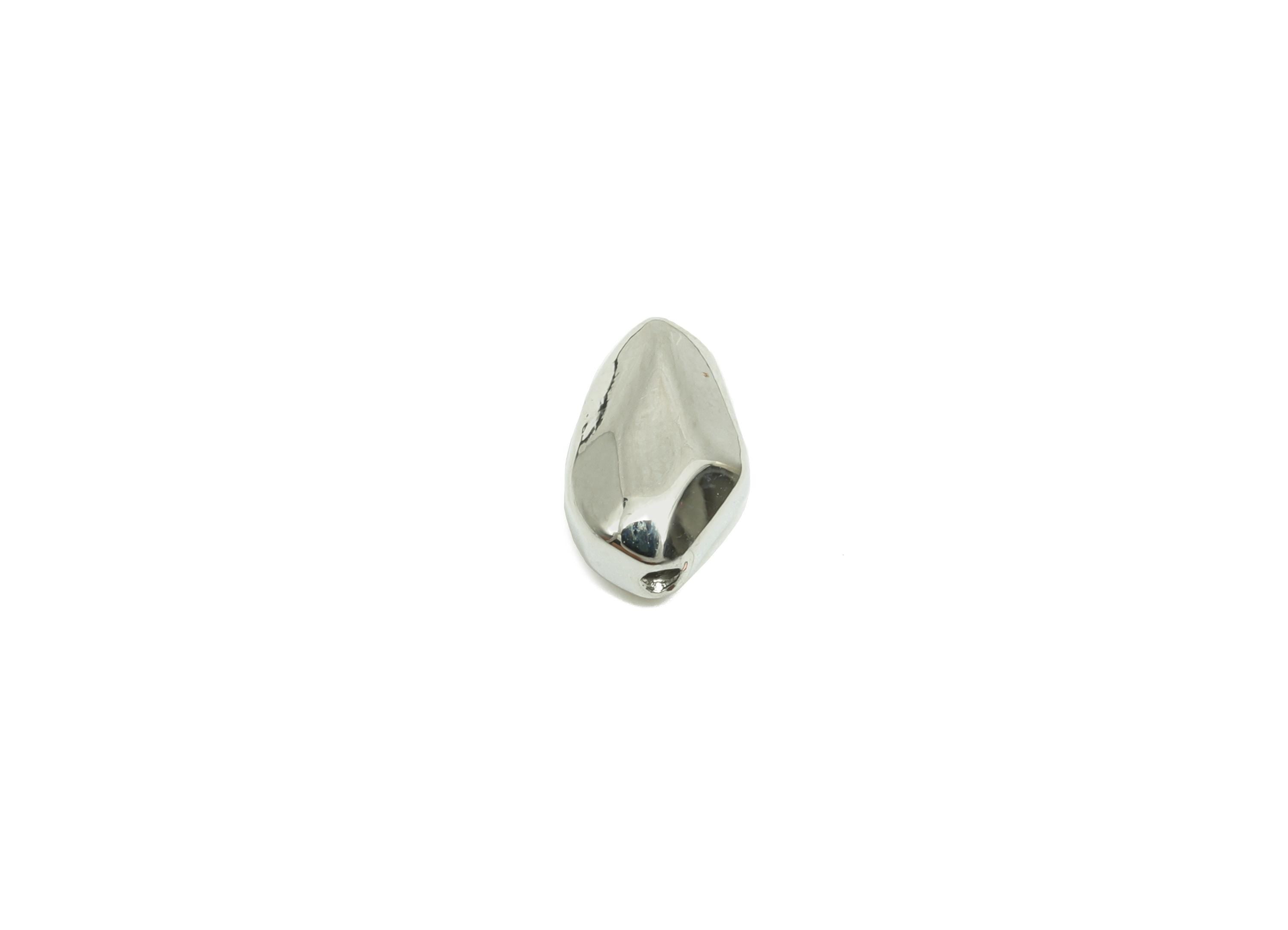 Bean Spacer Beads - Brass Smooth Bracelet Beads - Bean Spacer Beads for Necklace - 18K Real White Gold Plating - 10.28x6.61x4.33mm - RGP8253 - DOMEDBAZAAR