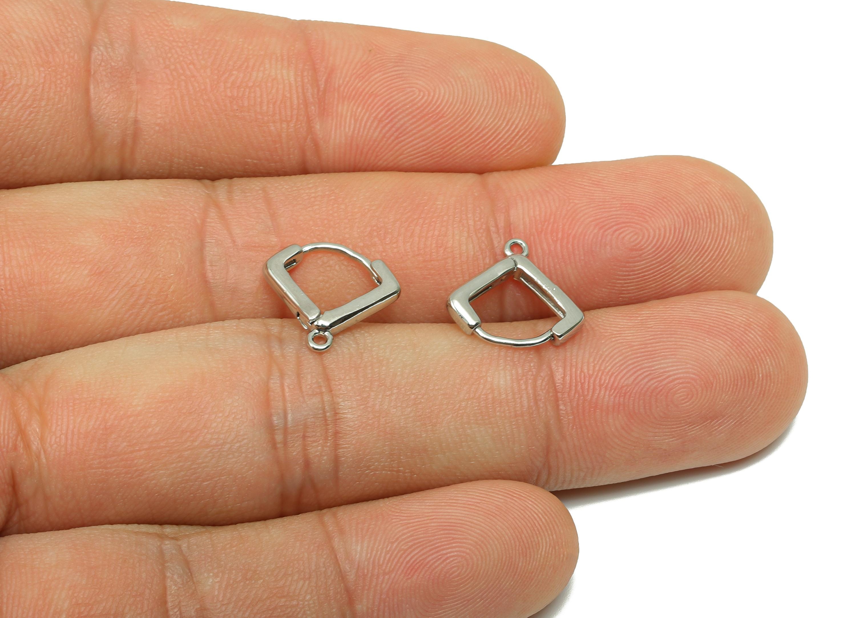 Triangle Huggie Earring - For Lady's Hoop Earring - Brass Daily Wear Hoop Earring - 18K Real White Gold Plated - 12.16x13.28x2.22mm- RGP8256 - DOMEDBAZAAR
