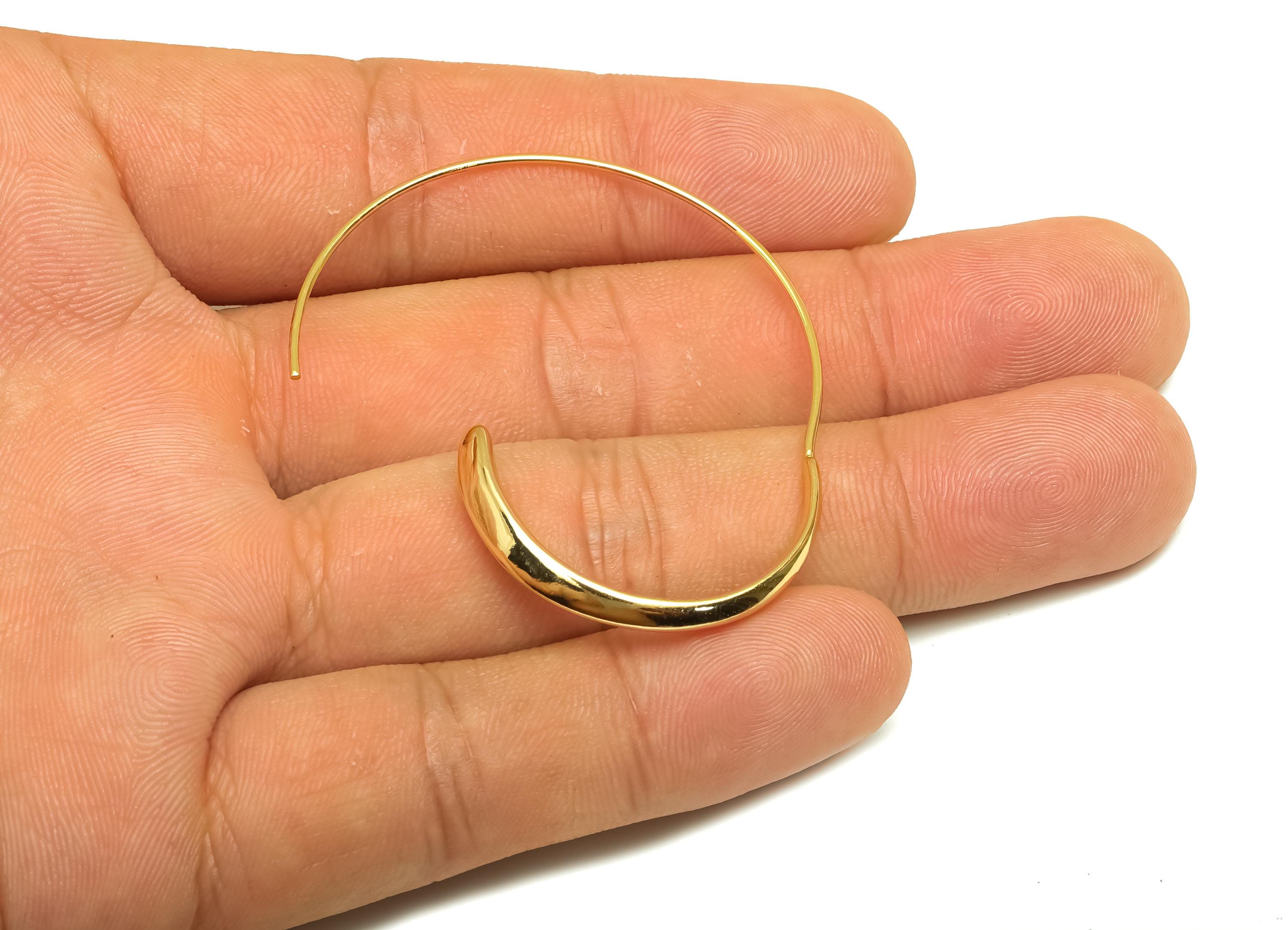 Brass Wire Hook Earring Hoop - Brass Hoop Wire Earring - Circle Wire Hook Earring - Ear Wire Hook - 18K Real Gold Plating -40x32x4mm-RGP7556 - DOMEDBAZAAR