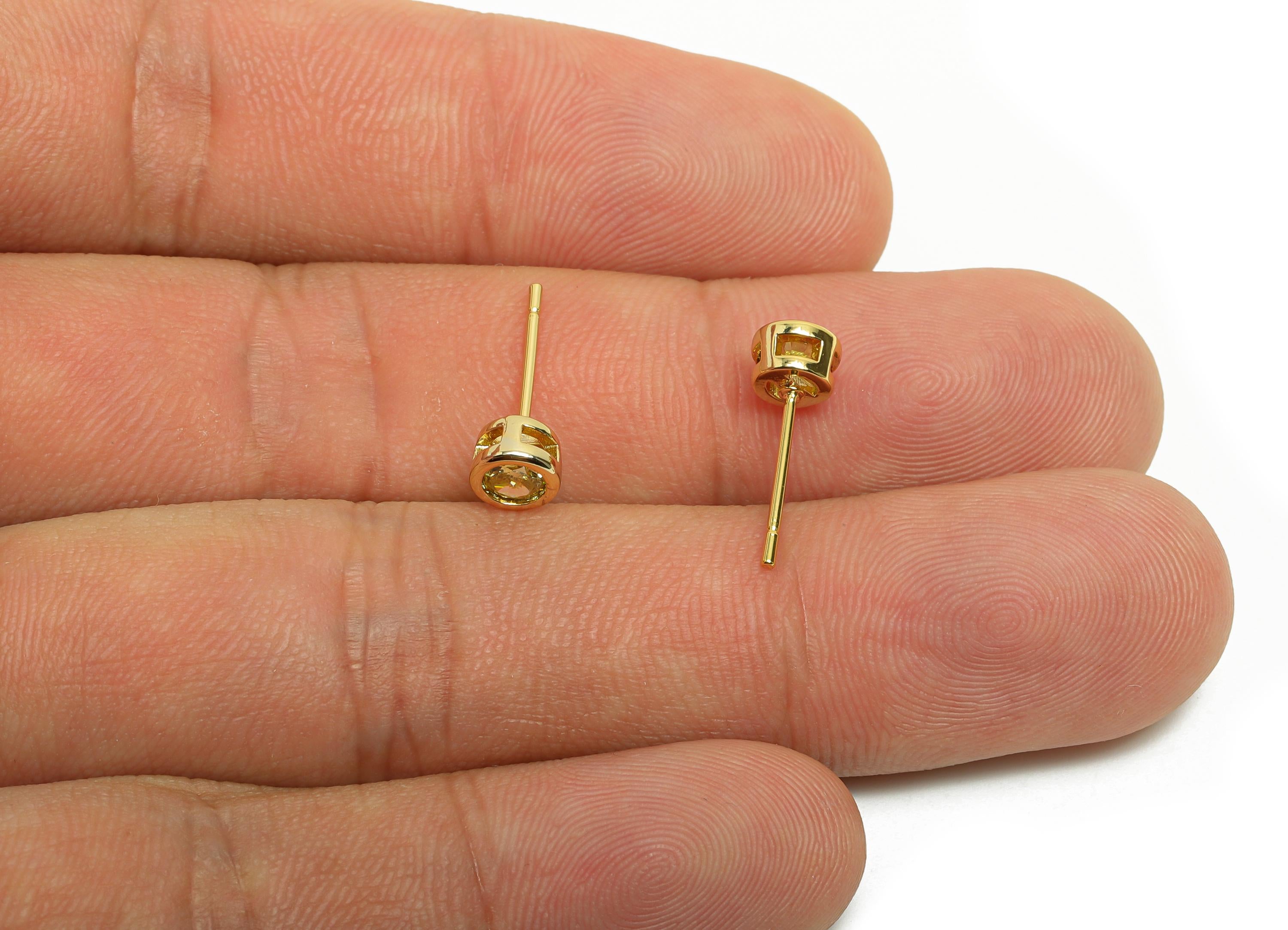 Brass CZ Earring Post - Brass Golden (CZ-05) Earring Stud - Zircon Earring Post - Gold Jewelry - 18K Real Gold Plated - 15x5x3mm - RGP8397P - DOMEDBAZAAR