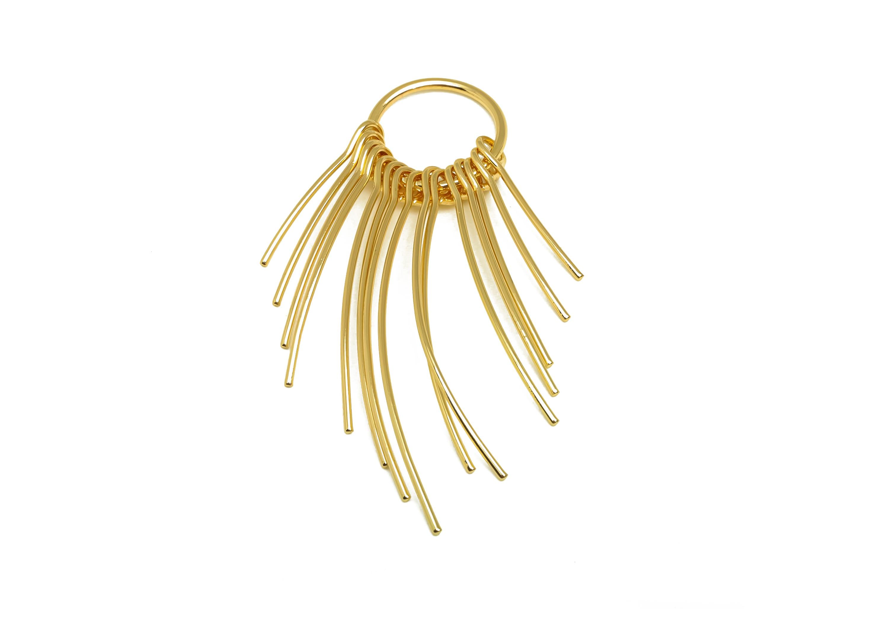 Brass Tassel Earring Charm - Brass Dangle Tassel Wire Earring Charm - Tassel Wire Earring Charm - 18K Real Gold Plated - 55x14x1mm - RGP8171 - DOMEDBAZAAR