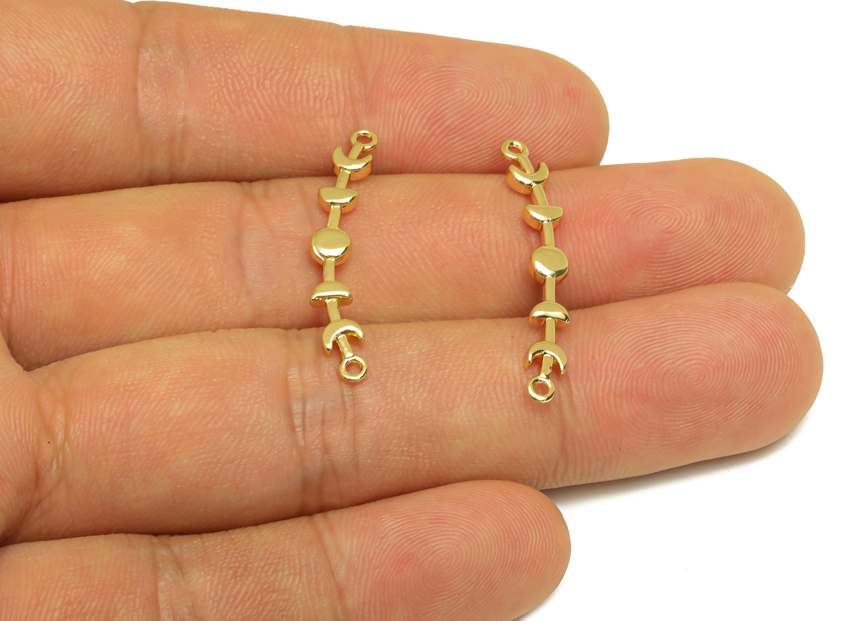 Brass Crescent Connector - Gold Curved Bar Half Moon Charm - Crescent Necklace Connector - 18K Real Gold Plating - 30x5.5x2.17mm - RGP7689 - DOMEDBAZAAR