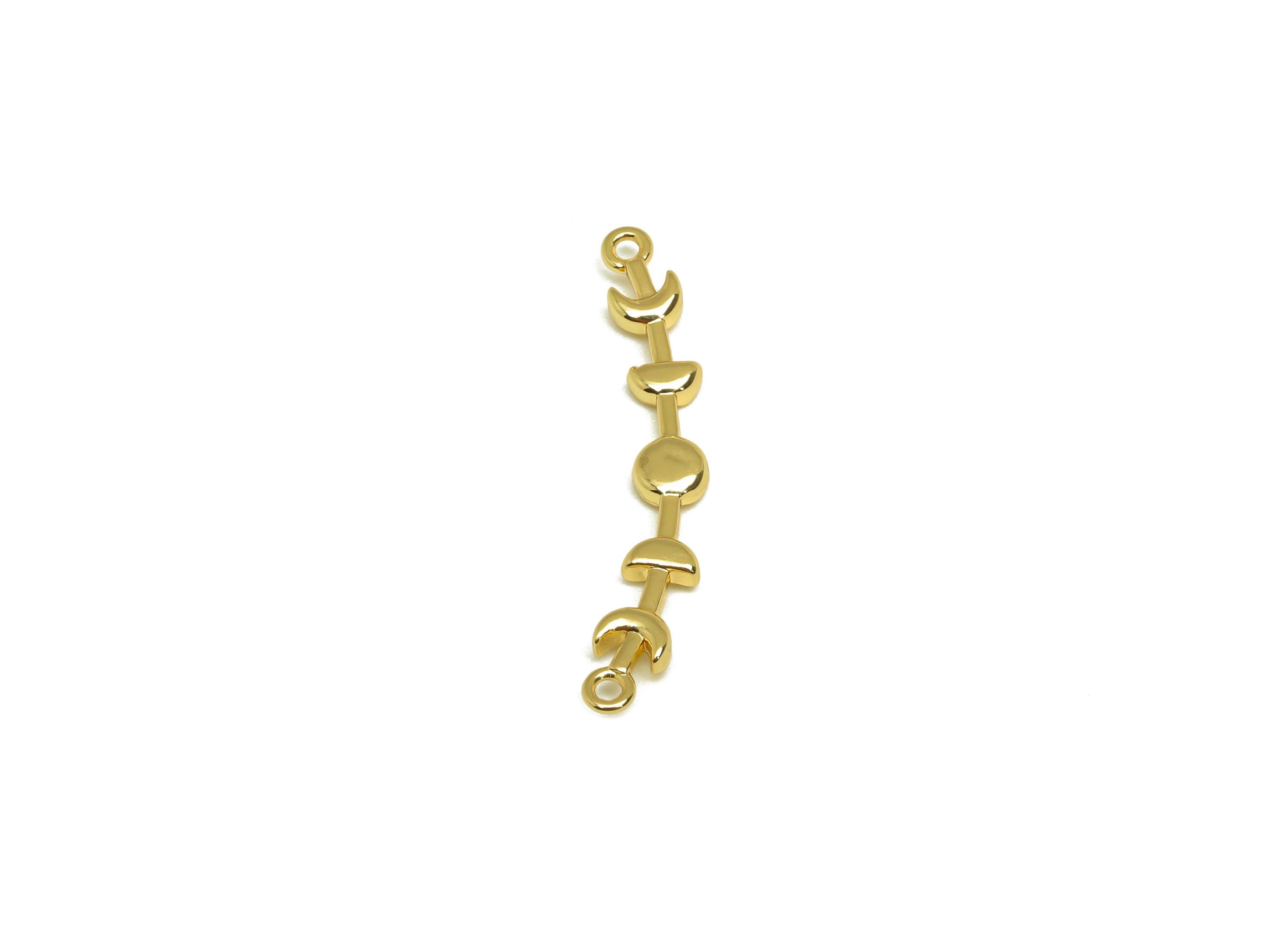 Brass Crescent Connector - Gold Curved Bar Half Moon Charm - Crescent Necklace Connector - 18K Real Gold Plating - 30x5.5x2.17mm - RGP7689 - DOMEDBAZAAR