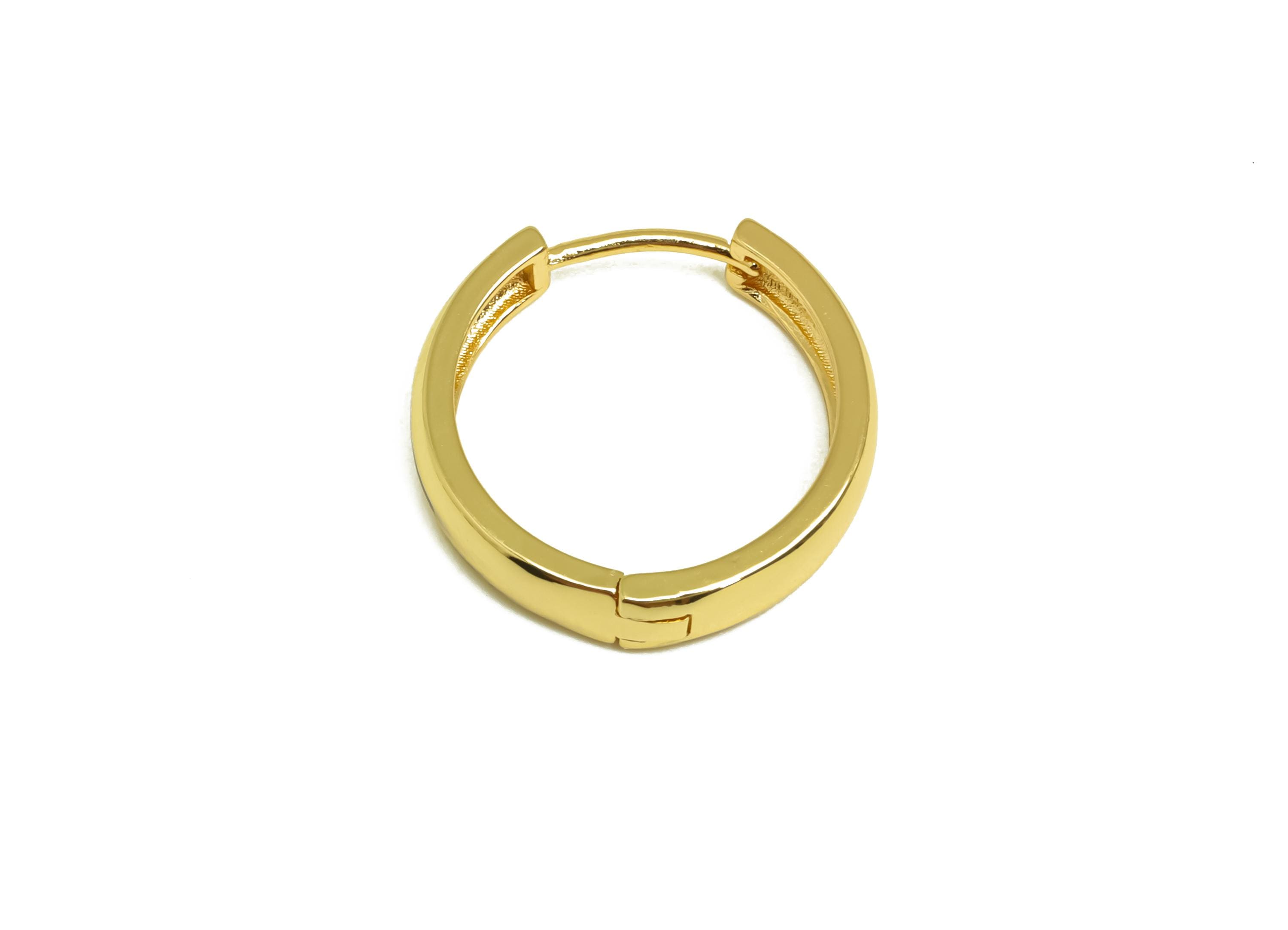 Brass Round Hoop Earring - Brass Hoop Huggie Earring - Brass Hoop Clasp Earring - 18K Real Gold Plating - 20.5x19.52x3.87mm - RGP8158 - DOMEDBAZAAR
