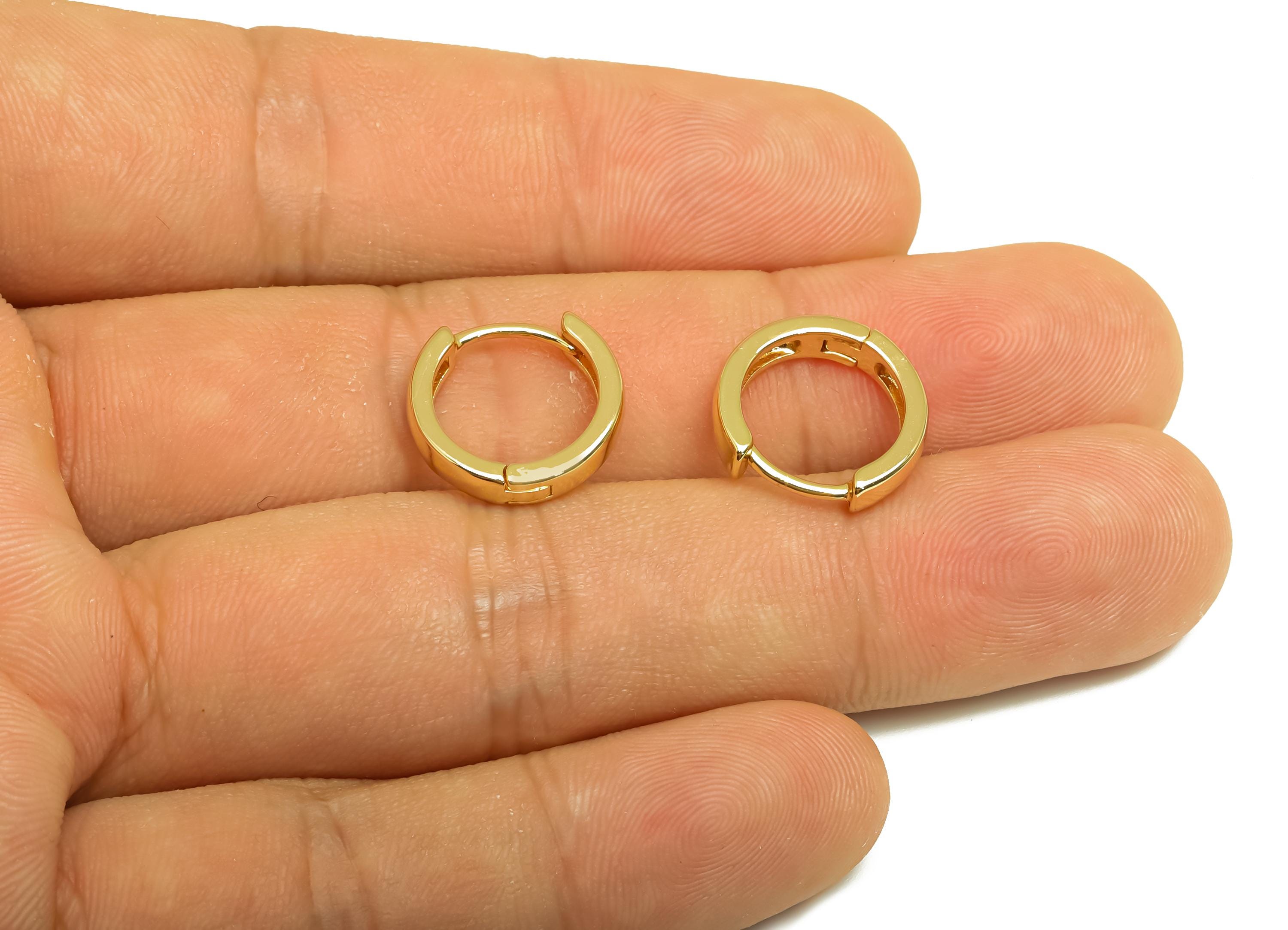 Brass Round Hoop Earring - Brass Hoop Huggie Earring - Geometry Hoop Clasp Earring - 18K Real Gold Plating - 14.58x14.47x3.32mm - RGP8157 - DOMEDBAZAAR