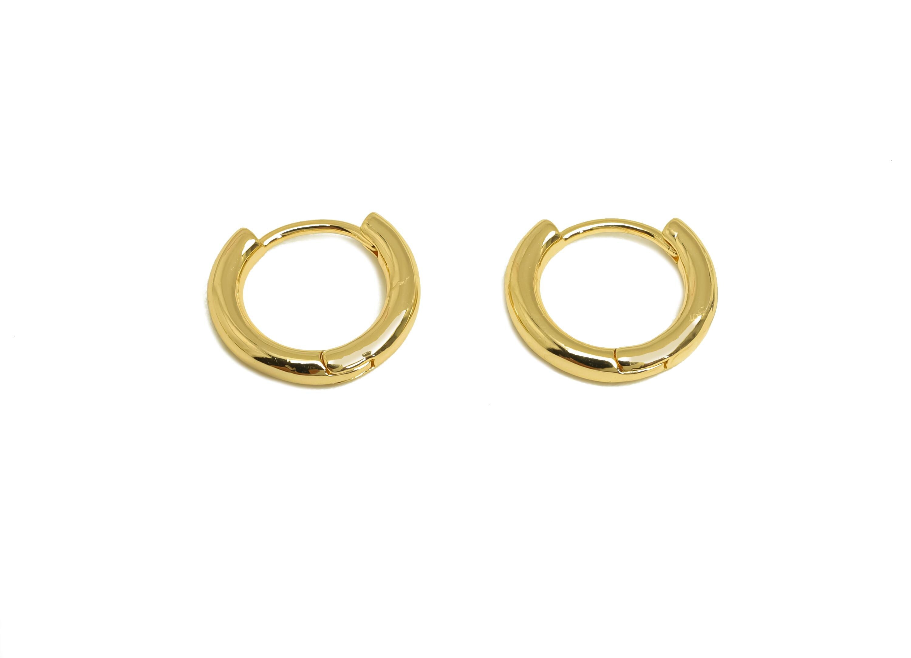 Brass Round Hoop Earring - Brass Hoop Huggie Earring - Brass Mini Hoop Earring - 18K Real Gold Plating - 11.9x10.7x2.12mm - RGP8150 - DOMEDBAZAAR