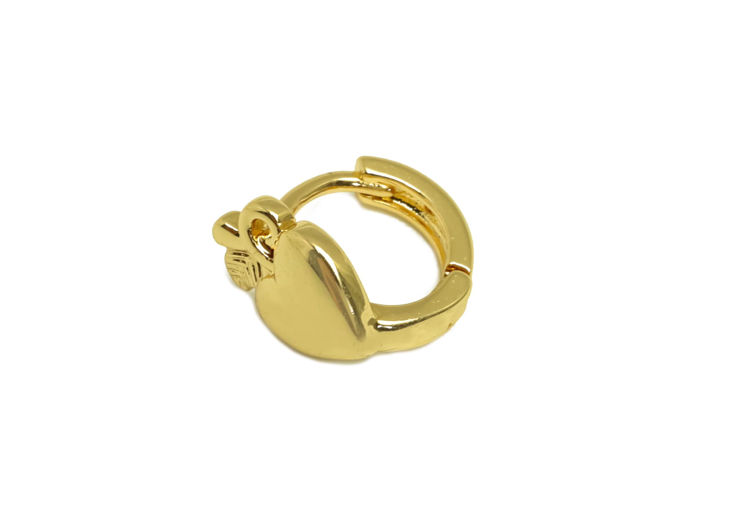 Brass Round Hoop Earring - Brass Apple Hoop Huggie Earring - Brass Mini Hoop Earring - 18K Real Gold Plating - 9.59x9.03x6.58mm - RGP8154 - DOMEDBAZAAR