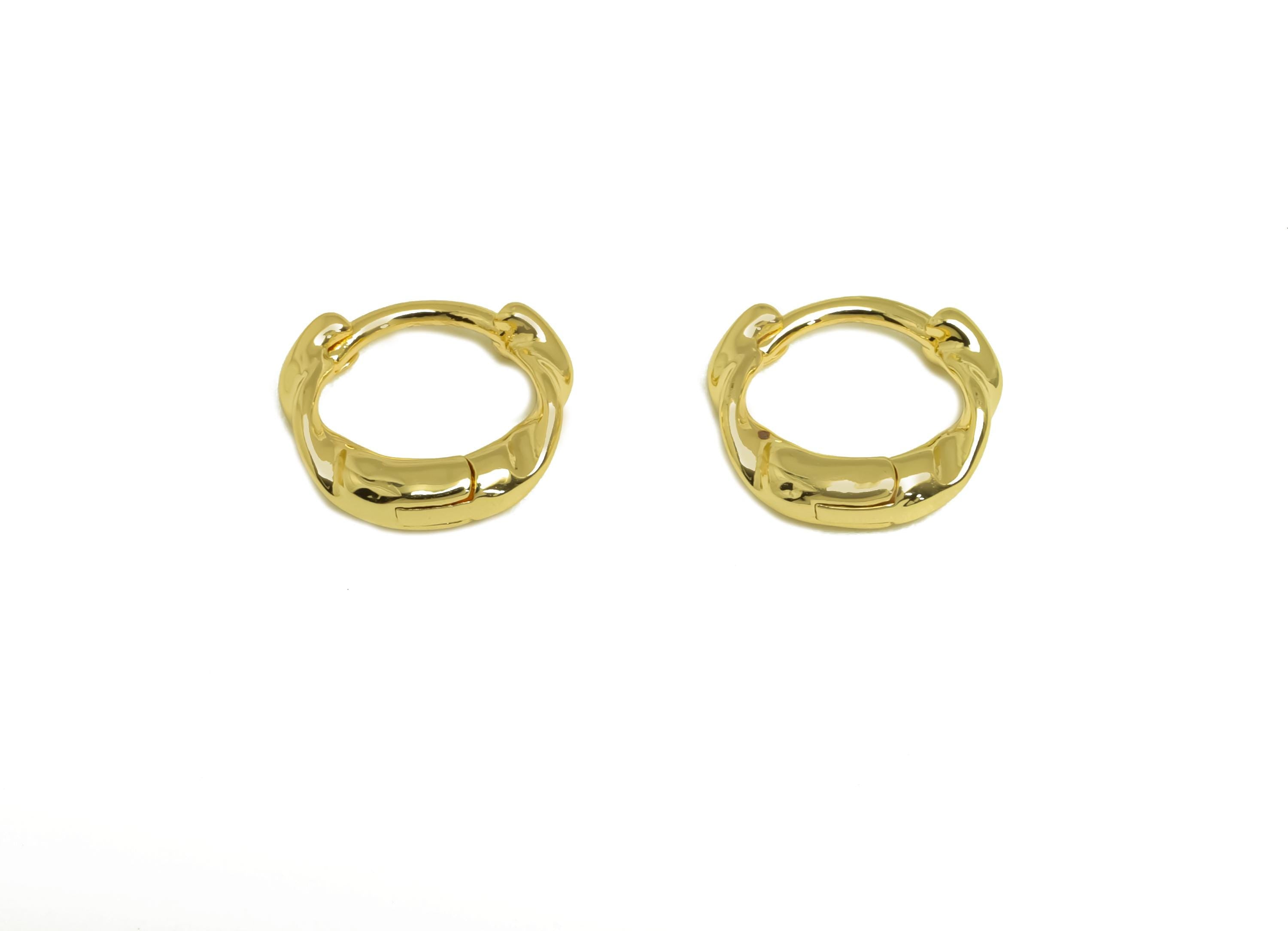 Brass Round Hoop Earring - Brass Curly Hoop Huggie Earring - Brass Mini Hoop Earring - 18K Real Gold Plating - 10.86x9.77x2.42mm - RGP8163 - DOMEDBAZAAR