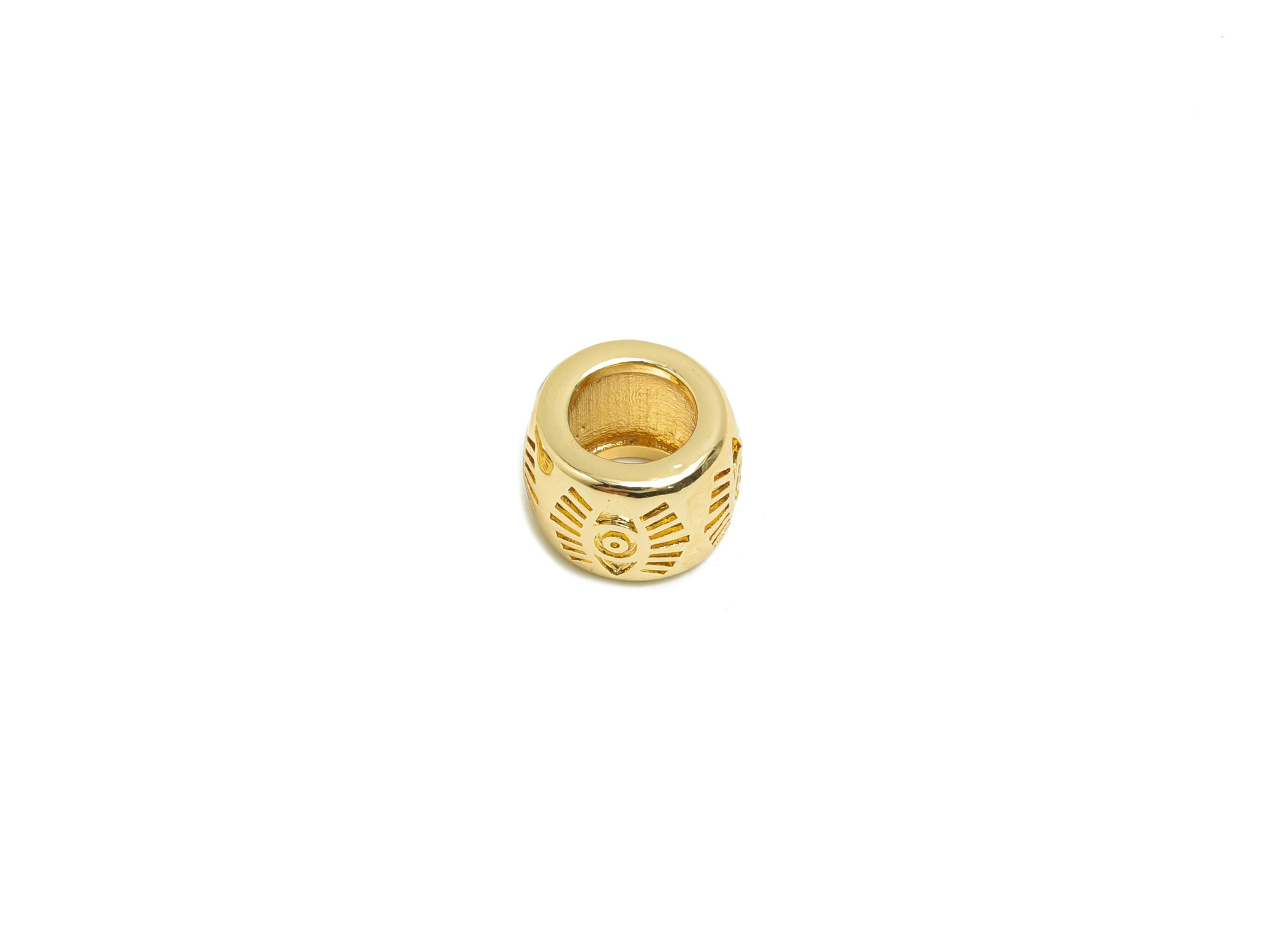 Gold Eye Spacer Beads - Brass Round Bracelet Spacer Beads - Eye Spacer Beads for Necklace - 18K Real Gold Plating - 10.1x7.2x9.8mm - RGP8420 - DOMEDBAZAAR