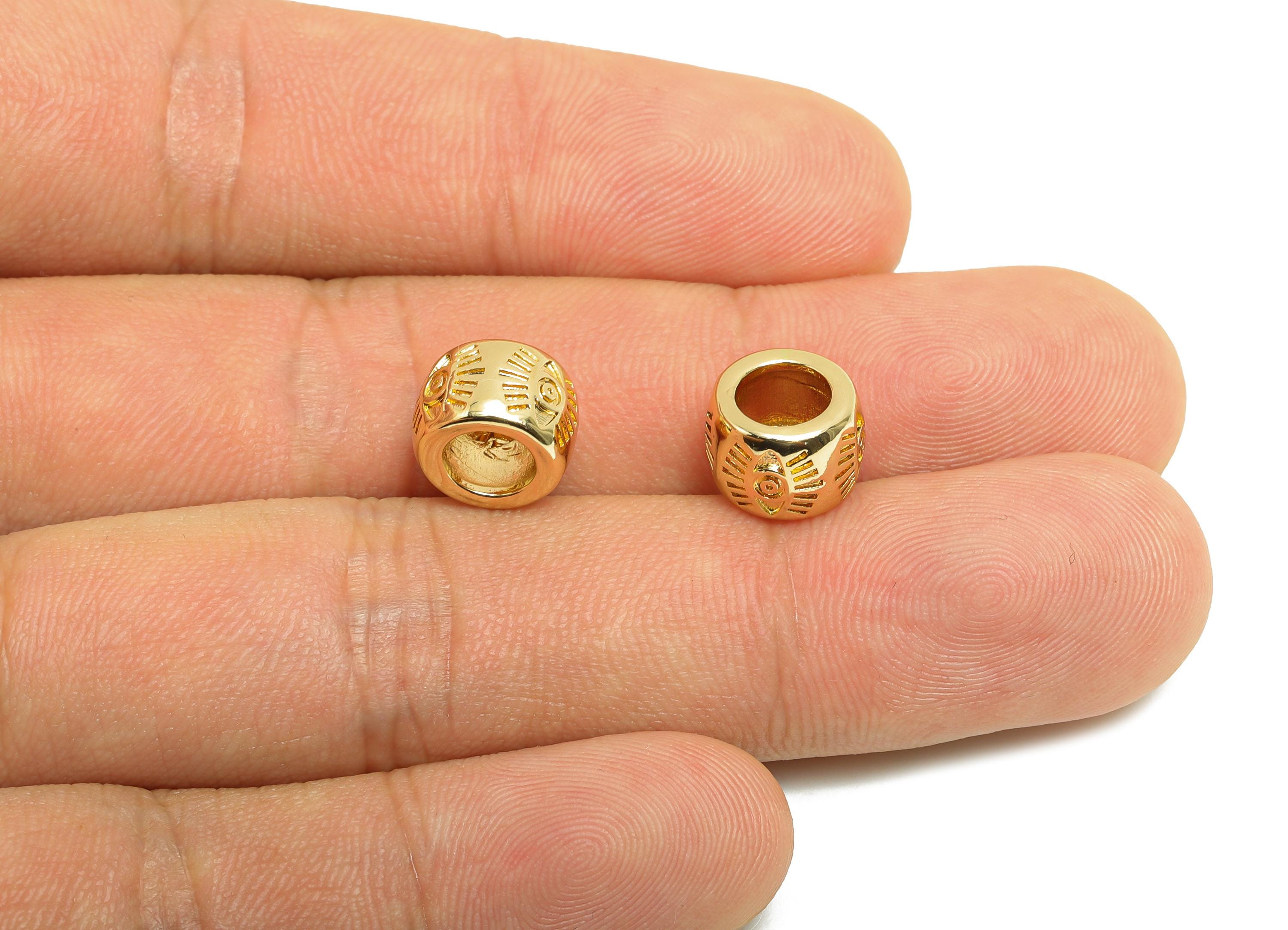 Gold Eye Spacer Beads - Brass Round Bracelet Spacer Beads - Eye Spacer Beads for Necklace - 18K Real Gold Plating - 10.1x7.2x9.8mm - RGP8420 - DOMEDBAZAAR