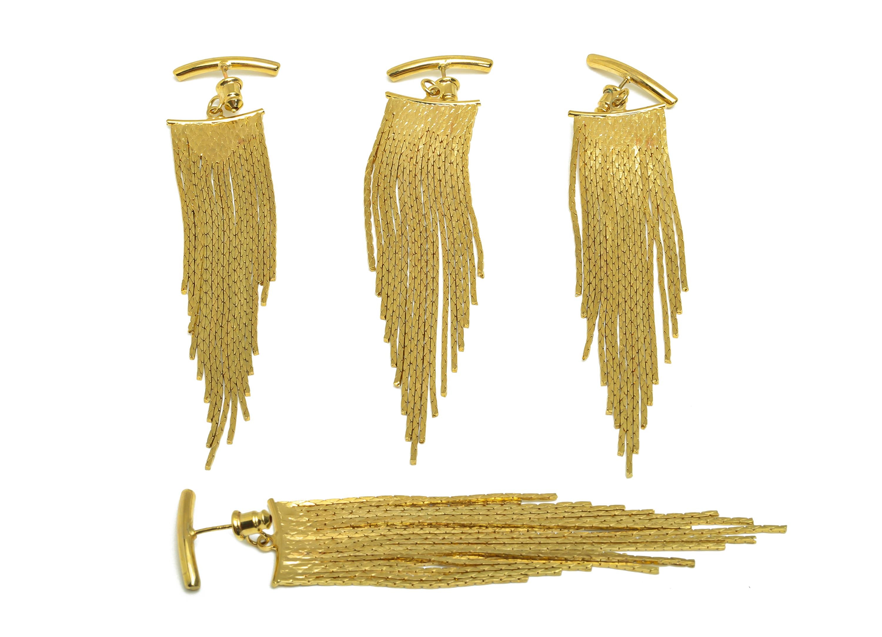 Brass Snake Chain Earring - Gold Curved Bar Tassel Earring Stud - Textured Snake Chain Earring Stopper- 18K Real Gold Plated -90mm - RGP7711 - DOMEDBAZAAR