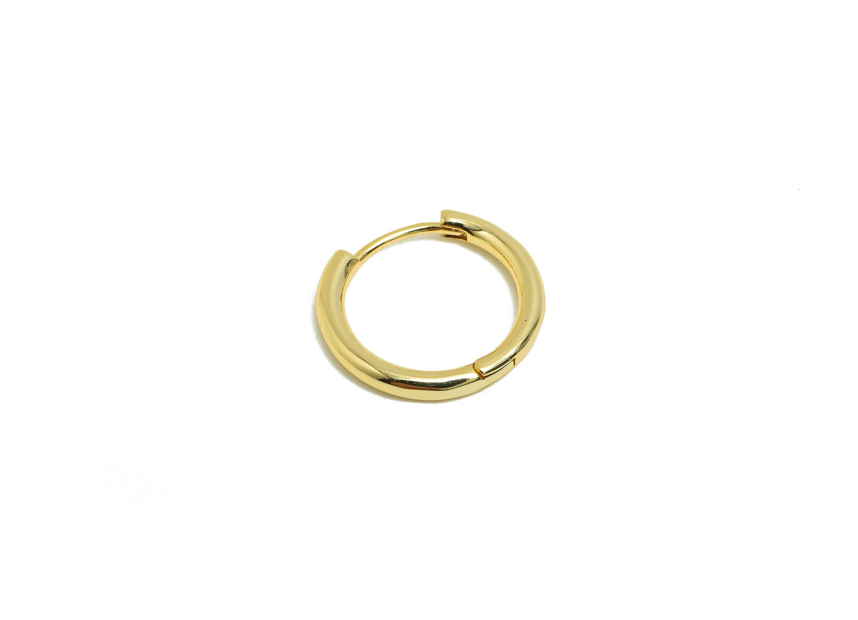 Brass Round Hoop Earring - Gold Huggie Earring for Girl's - Circle Daily Wear Earring - 18K Real Gold Plating - 15.63x14.6x2.03mm - RGP8432 - DOMEDBAZAAR