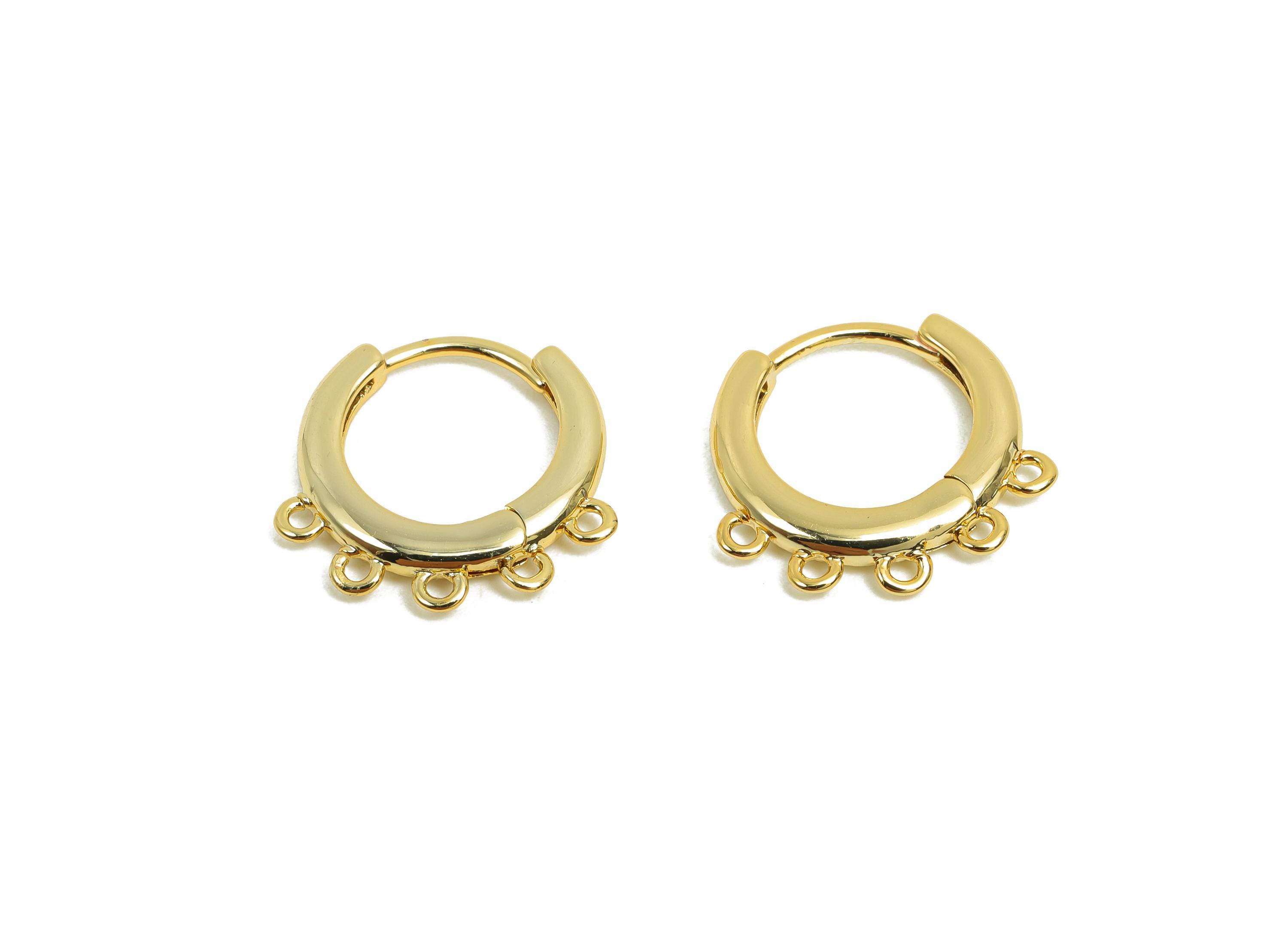 Brass Hoop Earring - Gold Huggie Earring for Girl's - Circle Daily Wear Ear with 5 Loop - 18K Real Gold Plating - 14.8x14.3x1.99mm - RGP8433 - DOMEDBAZAAR