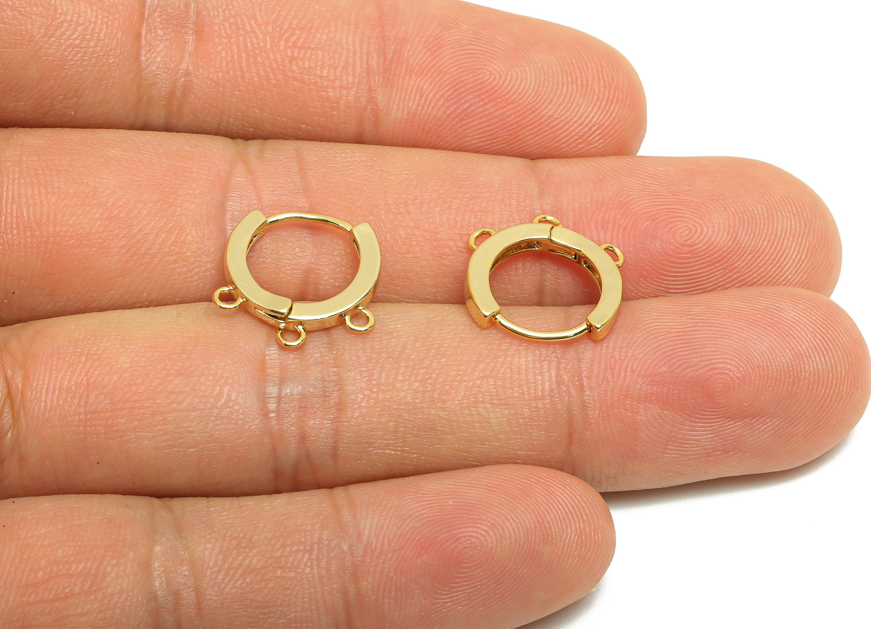 Brass Hoop Earring - Huggie Earring For Tassel - Brass Clasp Hoop Earring - Gold Jewelry - 18K Real Gold Plating - 14.9x14x2mm - RGP8618 - DOMEDBAZAAR