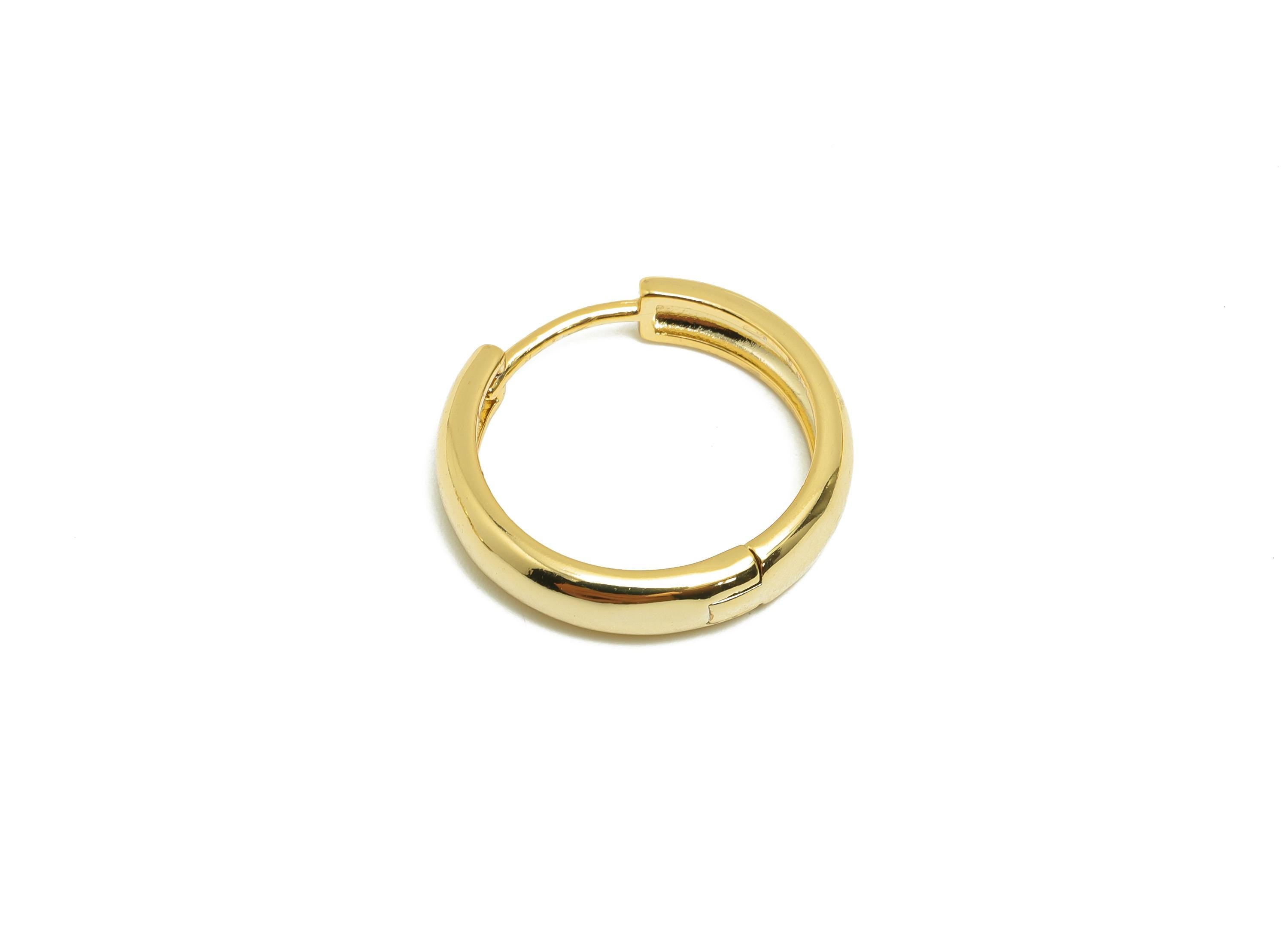 Brass Hoop Earring - Brass Huggie Earring - Clasp Hoop Earring - Gold Jewelry Gift For Her - 18K Real Gold Plating - 20x19x4mm - RGP8616 - DOMEDBAZAAR
