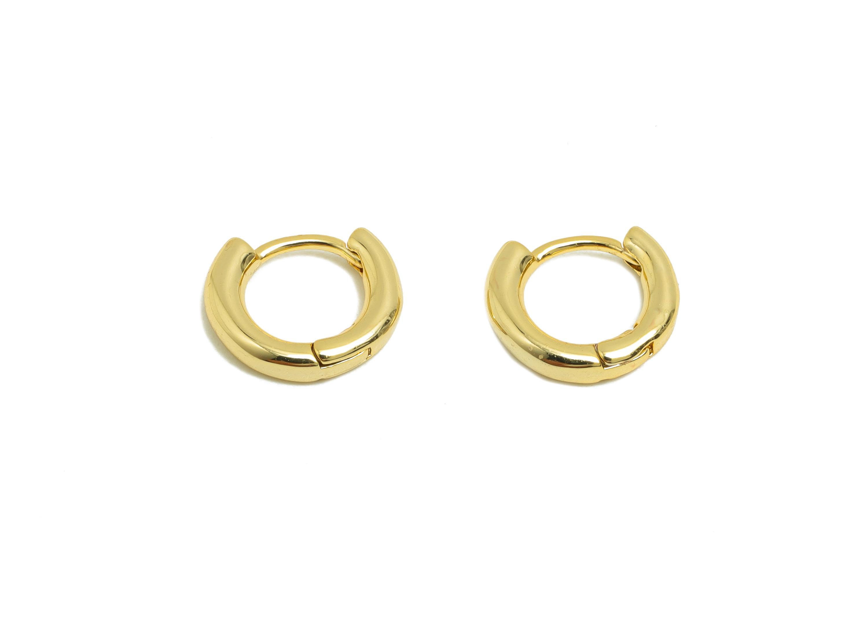 Brass Mini Hoop Earring - Gold Huggie Earring for Girl's - Tiny Circle Daily Wear Earring - 18K Real Gold Plated - 9.9x8.4x2.02mm - RGP8438 - DOMEDBAZAAR
