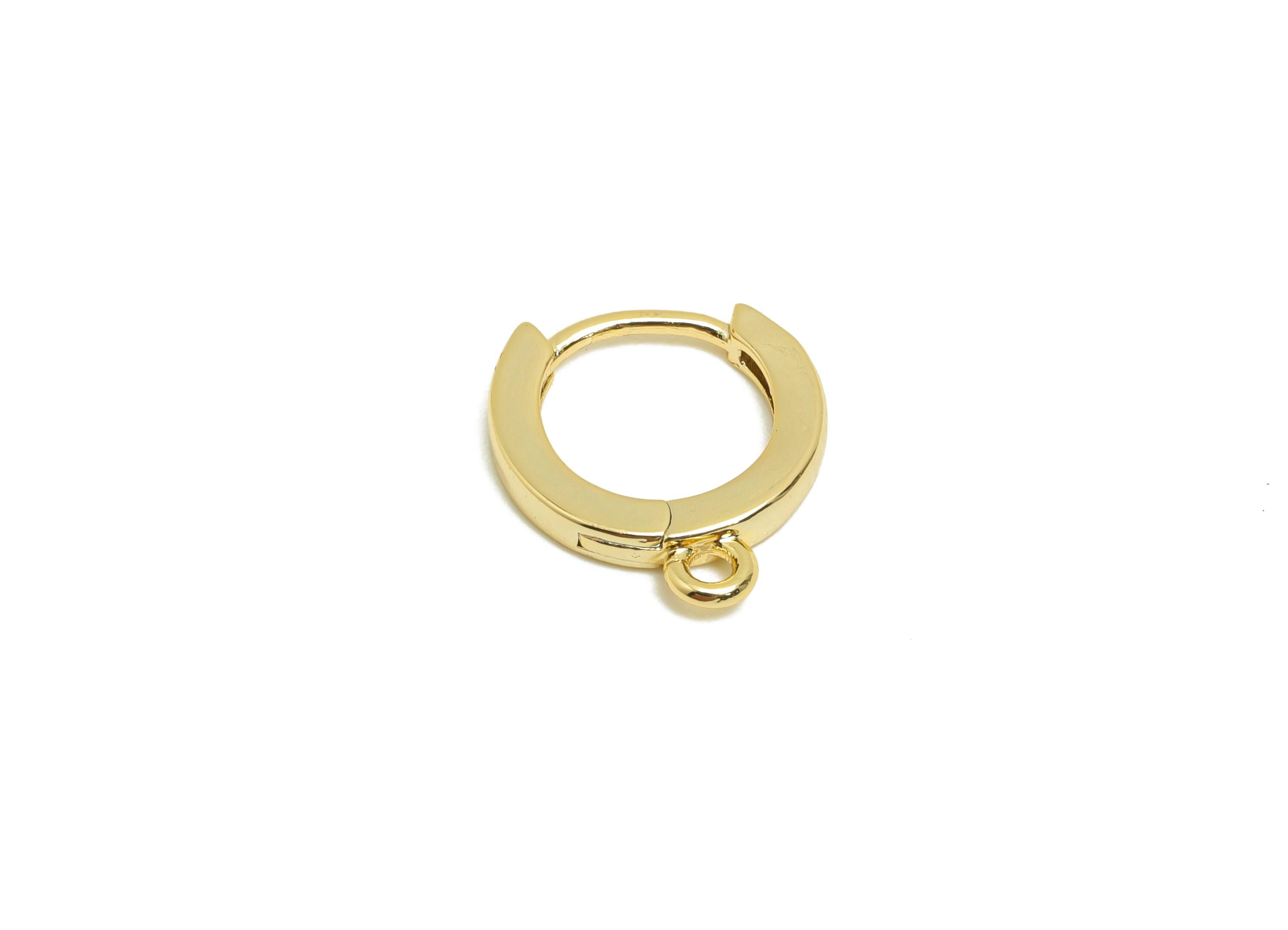 Brass Hoop Earring - Brass Huggie Earring - Clasp Hoop Earring With Loop - Gold Jewelry - 18K Real Gold Plating - 13x12x1.94mm - RGP8617 - DOMEDBAZAAR