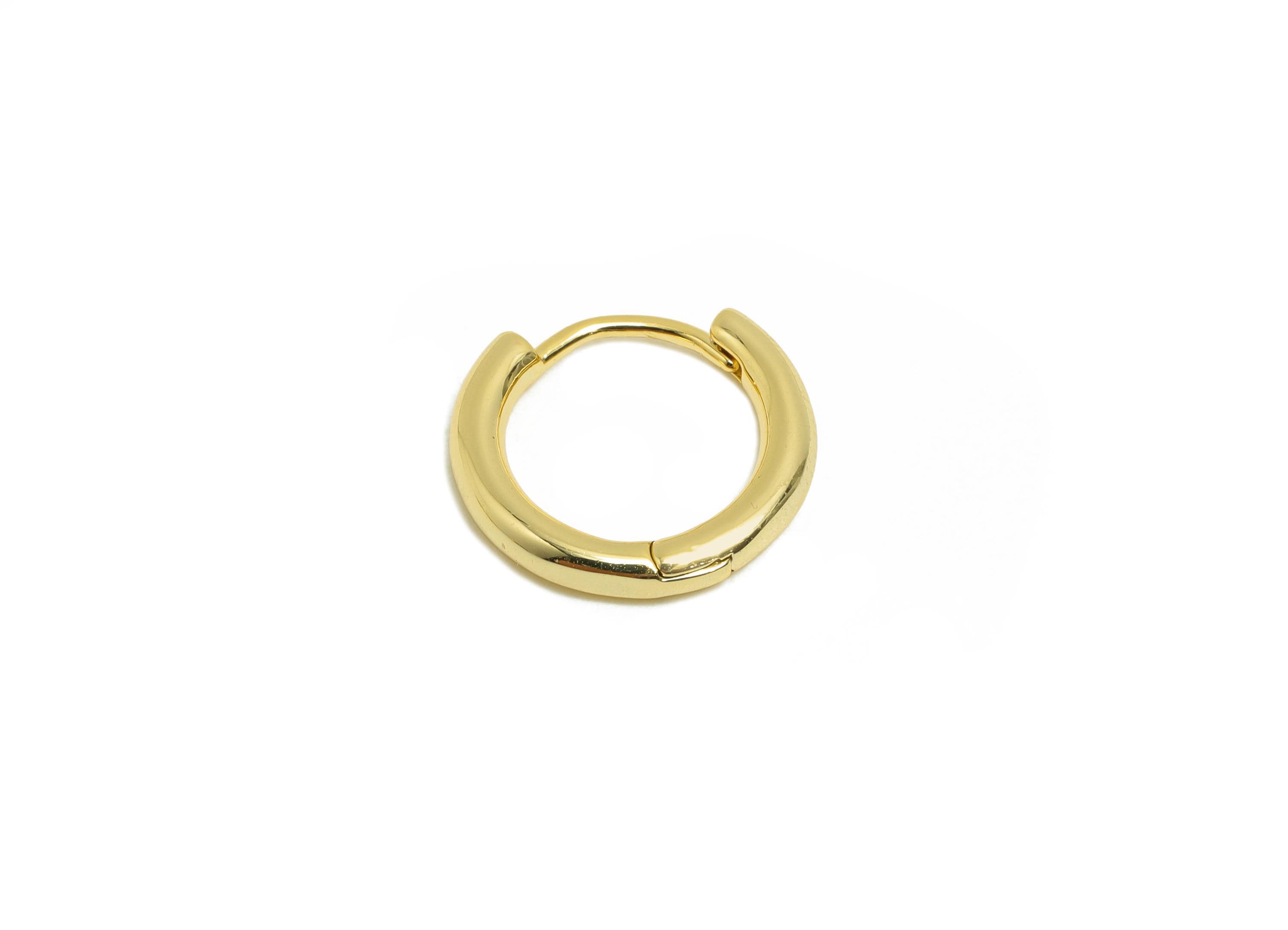 Brass Round Hoop Earring - Gold Huggie Earring for Girl's - Circle Daily Wear Earring - 18K Real Gold Plated - 12.7x11.8x2.12mm - RGP8439 - DOMEDBAZAAR