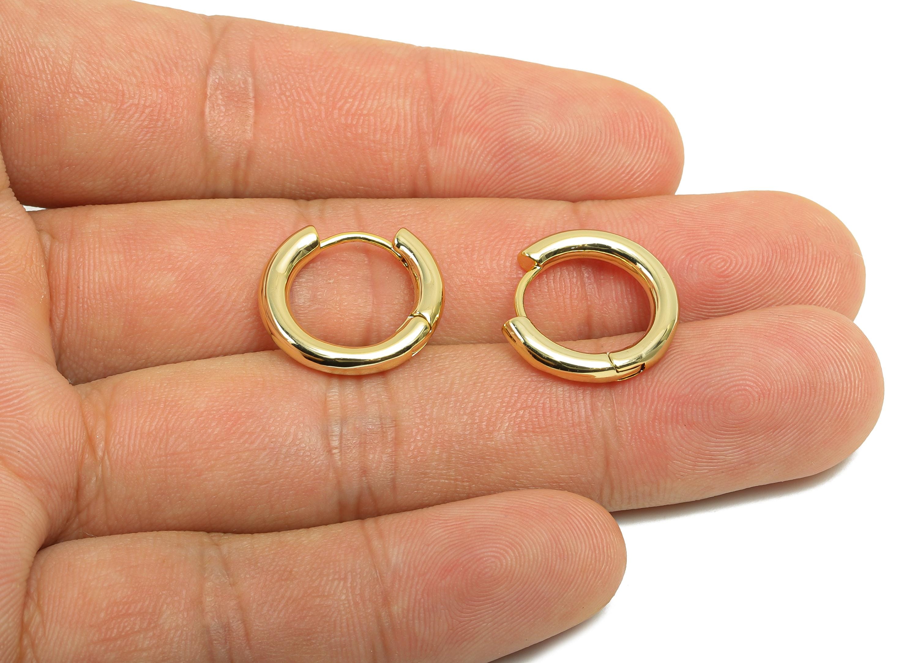 Brass Round Hoop Earring - Gold Huggie Earring for Girl's - Thick Circle Daily Wear Ear - 18K Real Gold Plated - 17.6x16.3x2.84mm - RGP8442 - DOMEDBAZAAR