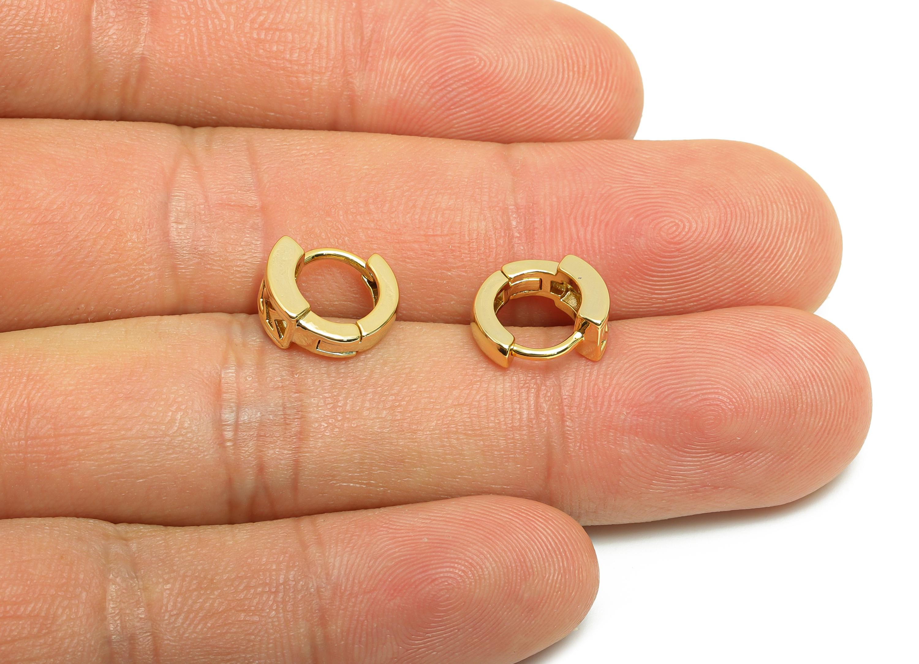 Brass Round Hoop Earring - Gold Huggie Earring for Girl's - Hollow Hoop Clasp Earring - 18K Real Gold Plated - 11x10x4.6mm - RGP8624 - DOMEDBAZAAR