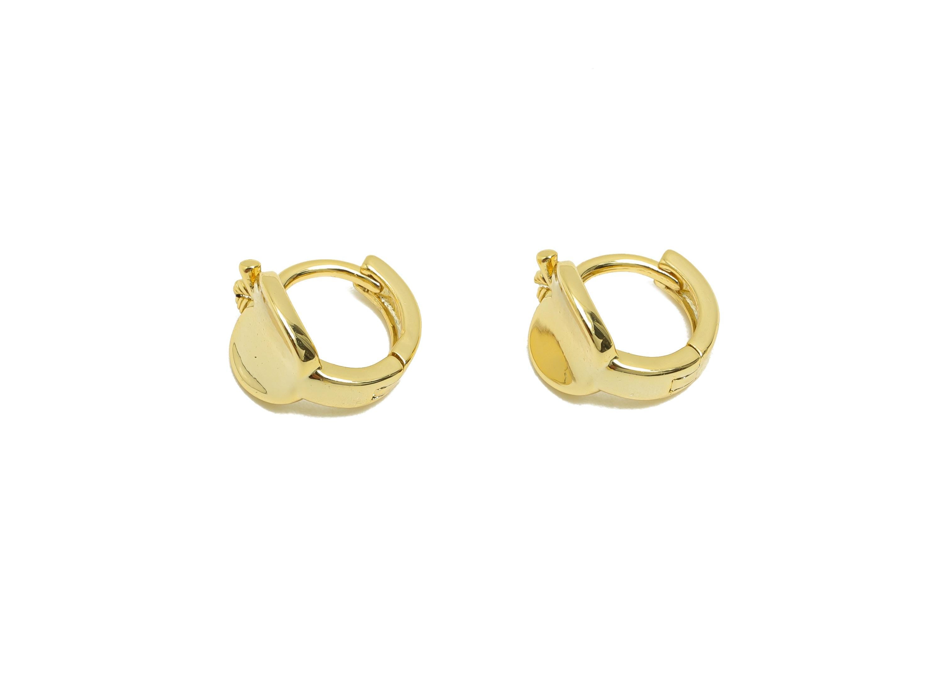 Brass Mini Apple Earring - Gold Huggie Hoop Earring for Girl's - Circle Daily Wear Earring - 18K Real Gold Plated - 9.4x9x6.9mm - RGP8450 - DOMEDBAZAAR
