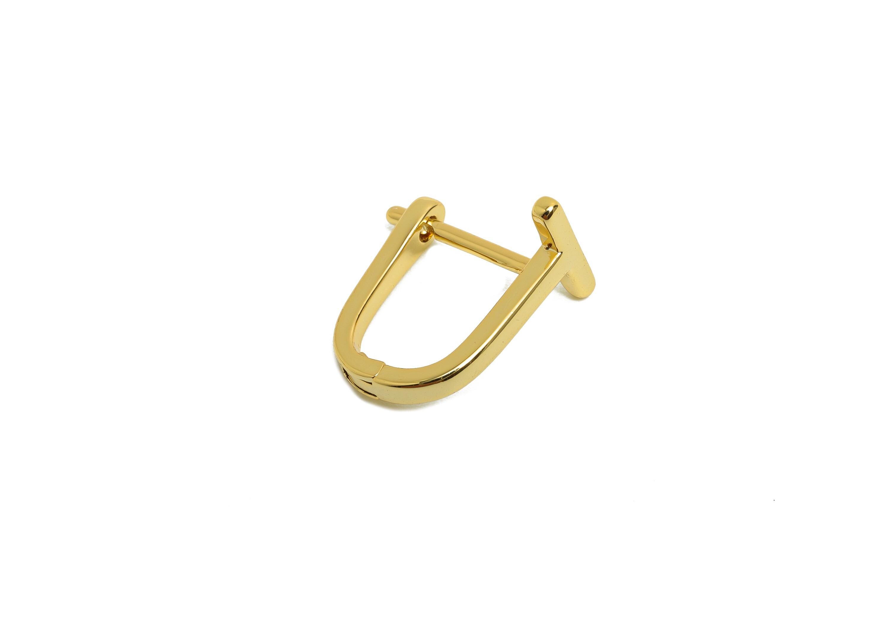 Brass T Huggie Hoop Earring - Gold Huggie Earring for Girl's - U Daily Wear Earring Clasp - 18K Real Gold Plated - 15.3x13.64x8.9mm -RGP8465 - DOMEDBAZAAR
