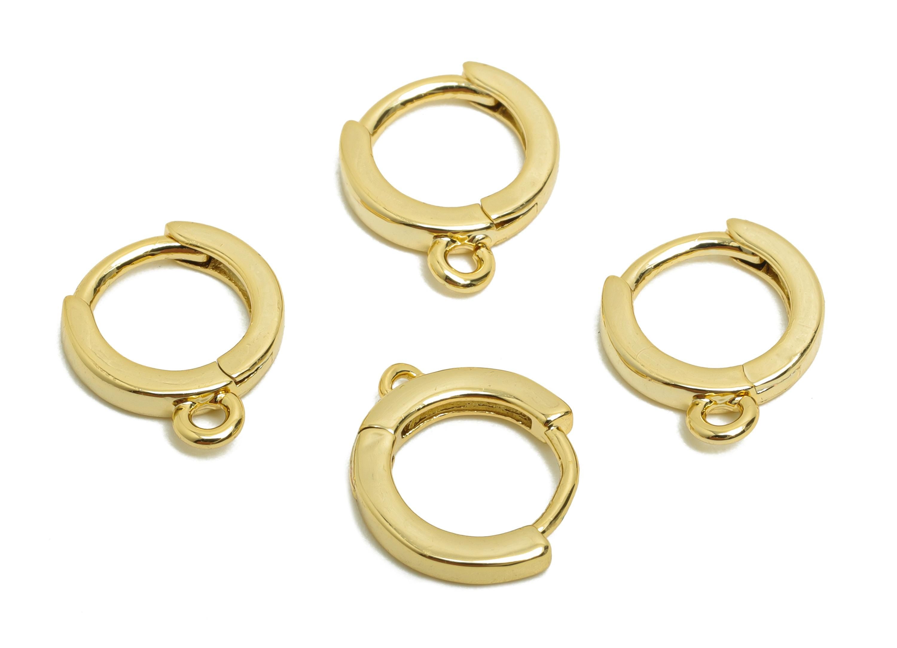 Brass Mini Hoop Earring - Gold Huggie Earring for Girl's - Daily Wear Earring with Loop - 18K Real Gold Plating - 12.4x10.2x1.83mm - RGP8466 - DOMEDBAZAAR