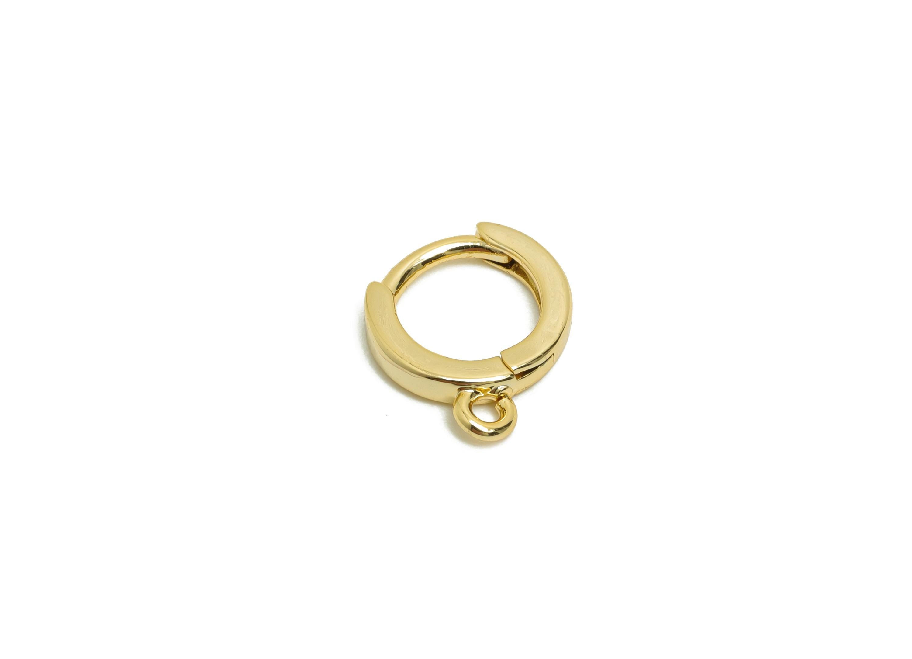 Brass Mini Hoop Earring - Gold Huggie Earring for Girl's - Daily Wear Earring with Loop - 18K Real Gold Plating - 12.4x10.2x1.83mm - RGP8466 - DOMEDBAZAAR