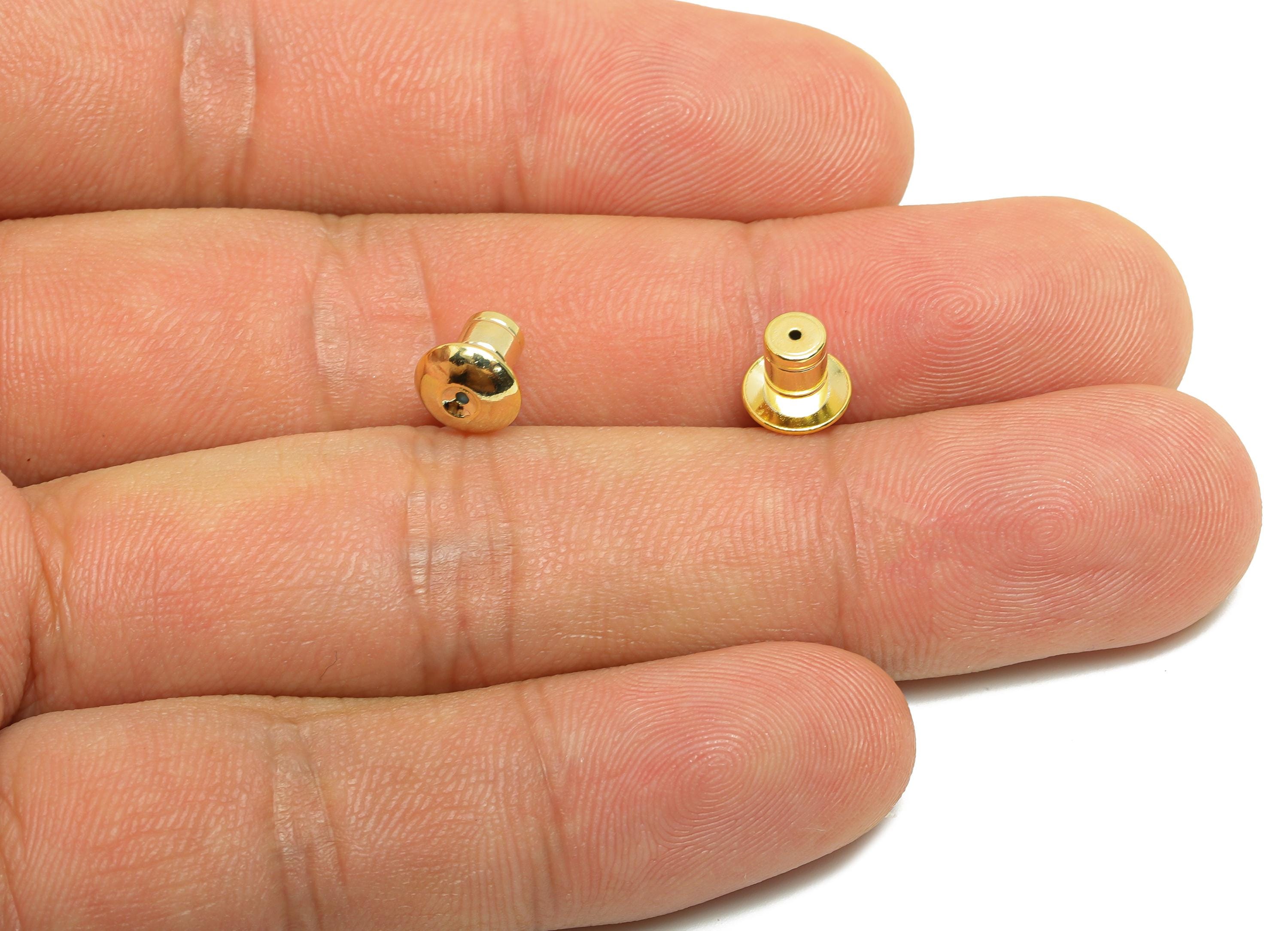 7*7 Silica Gel Rubber Earring Back - Brass Rubber Earring Stopper Nuts - Button Rubber Earring - 18K Real Gold Plating - 6x6x6mm - RGP8644 - DOMEDBAZAAR
