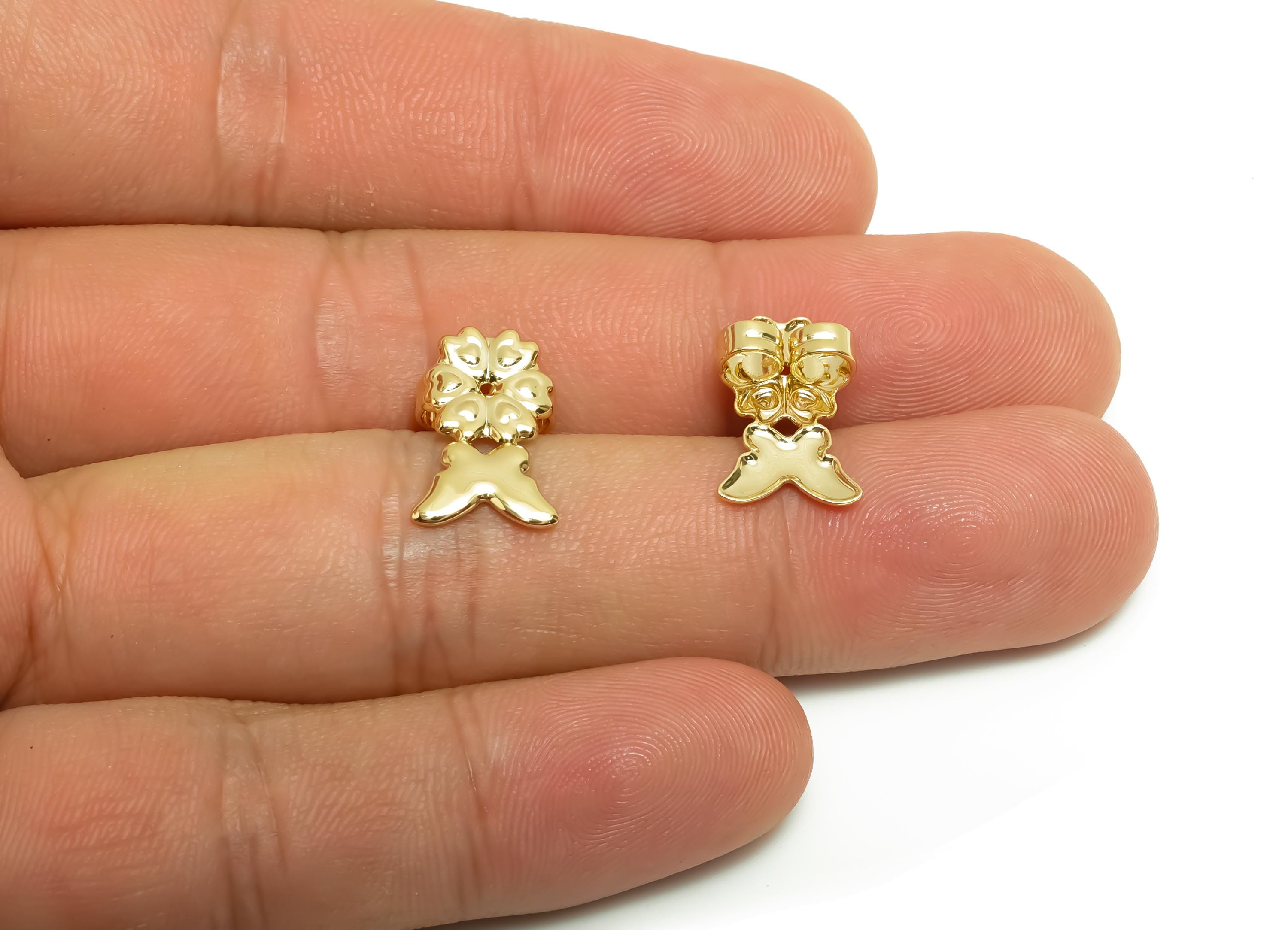 Brass Flower Earring Backs - Brass Butterfly Backs - Earring Stud Back Stopper - Post Nuts - 18K Real Gold Plating - 15.92x9x5mm - RGP8668 - DOMEDBAZAAR