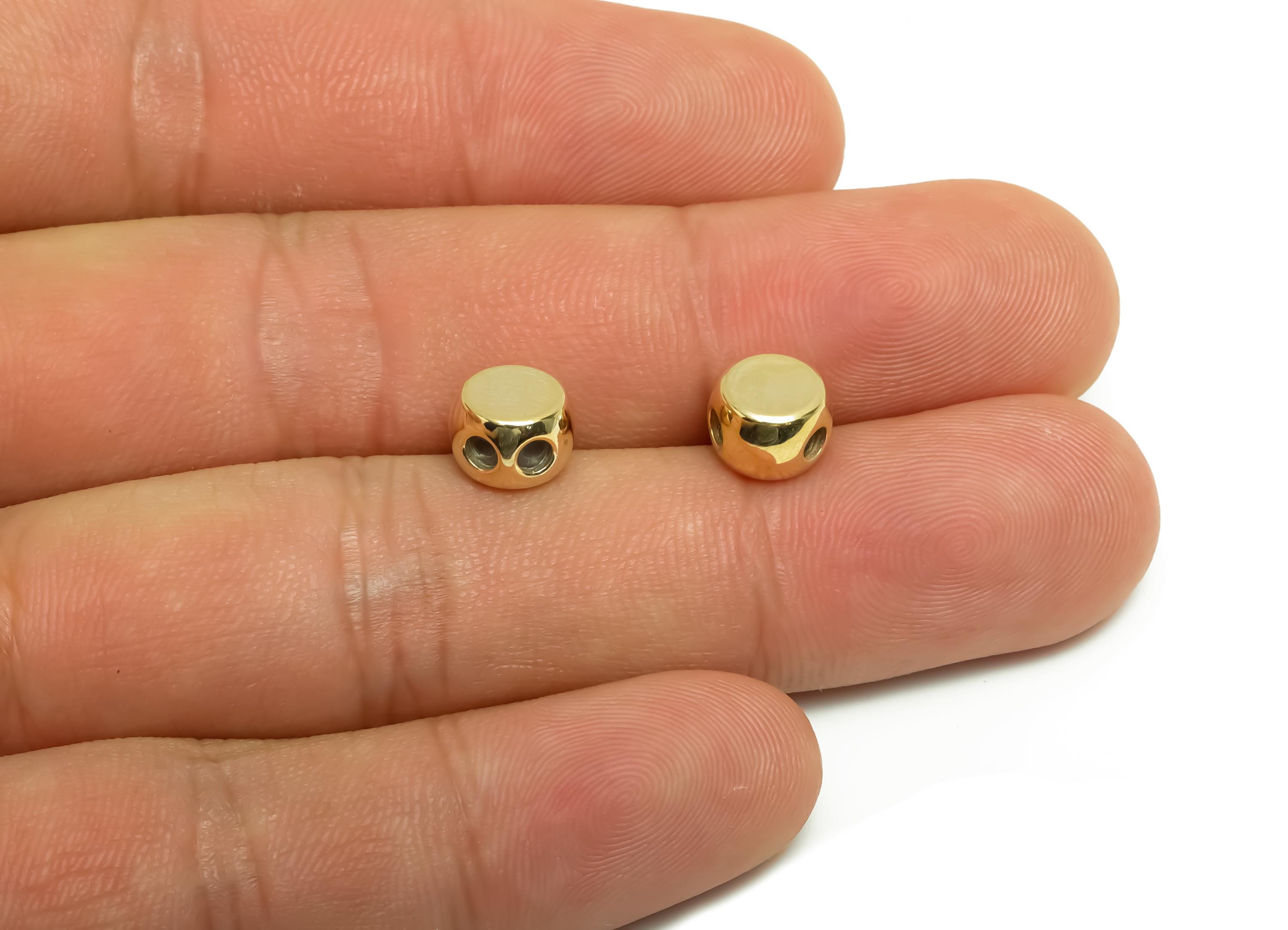 8*1.5 Brass Silica Gel Rubber - Rubber Sliding Bead Nuts - Stopper Bead - Adjustable Stopper - 18K Real Gold Plated - 5x7x5mm - RGP8650 - DOMEDBAZAAR