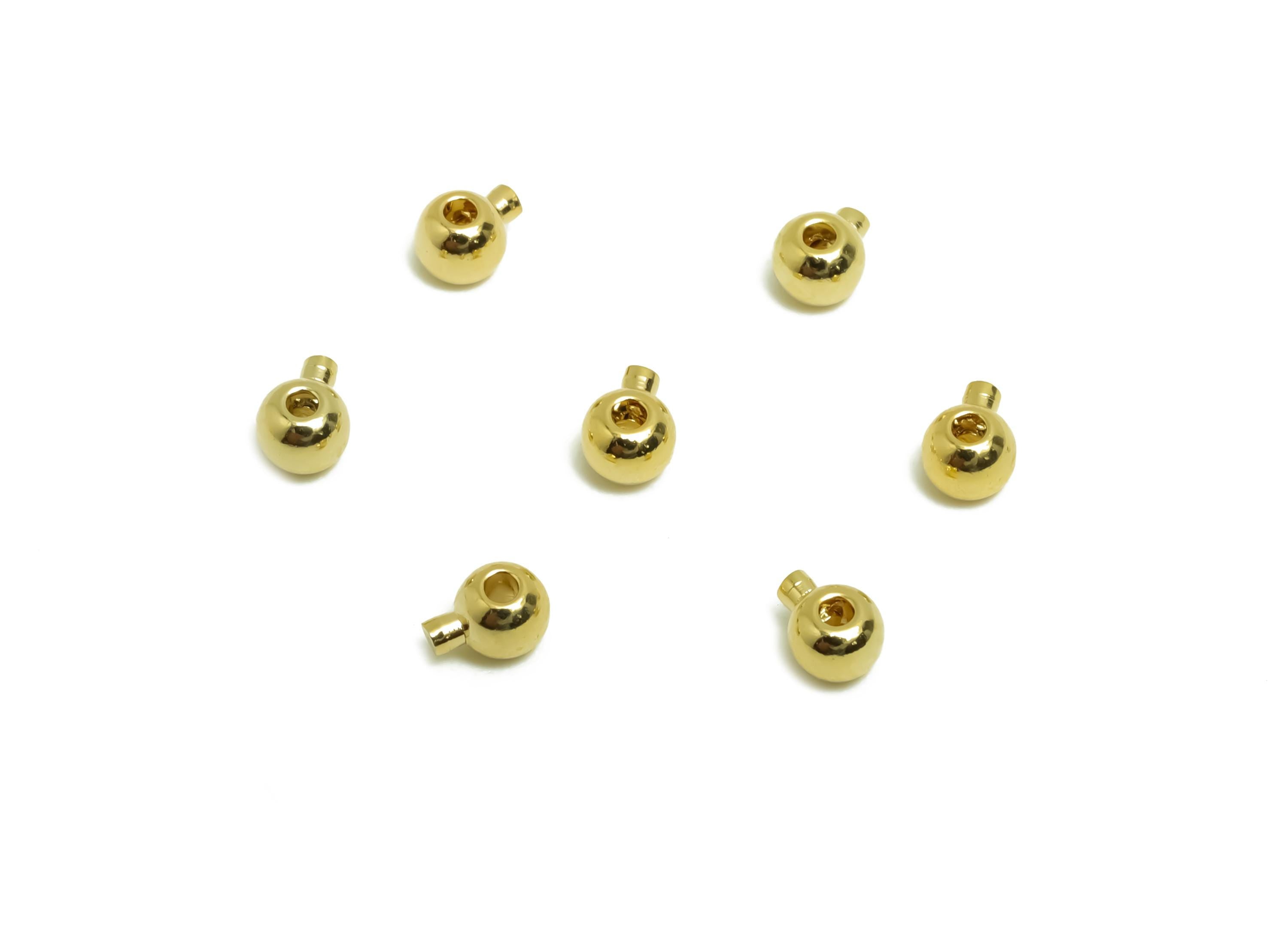 Brass Mini Round Rubber - Sliding Beads Nuts - Sliding Beads Rubber - Chain Bracelet- 18K Real Gold Plating - 4.46x3.33x2.74mm - RGP8655 - DOMEDBAZAAR