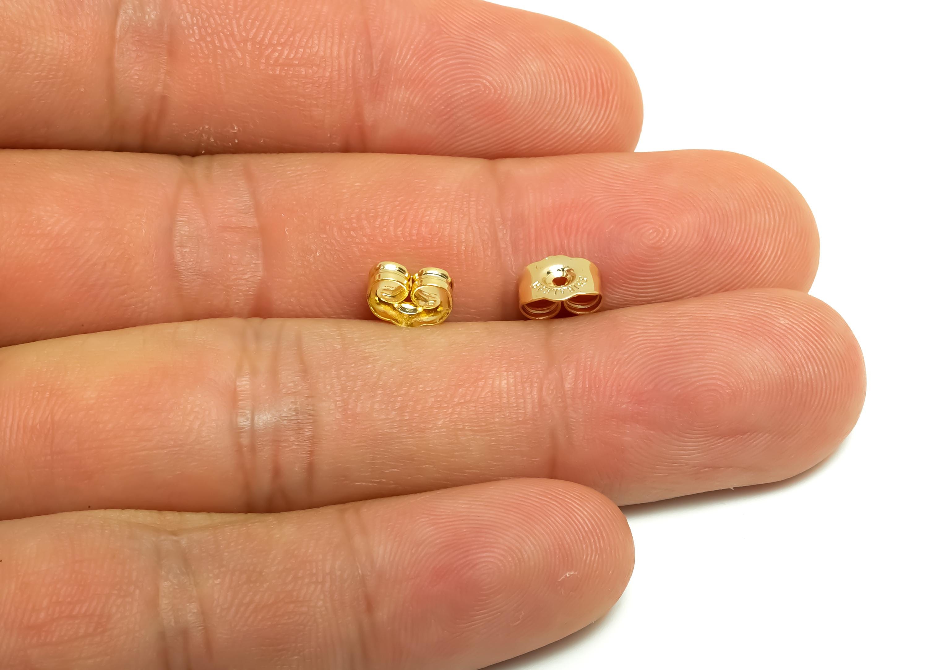 Brass Earring Backs - Brass Stoppers Back - Earring Stud Back Stopper - Post Nuts - Gold Jewelry - 18K Real Gold Plating - 7x5x4mm - RGP8670 - DOMEDBAZAAR