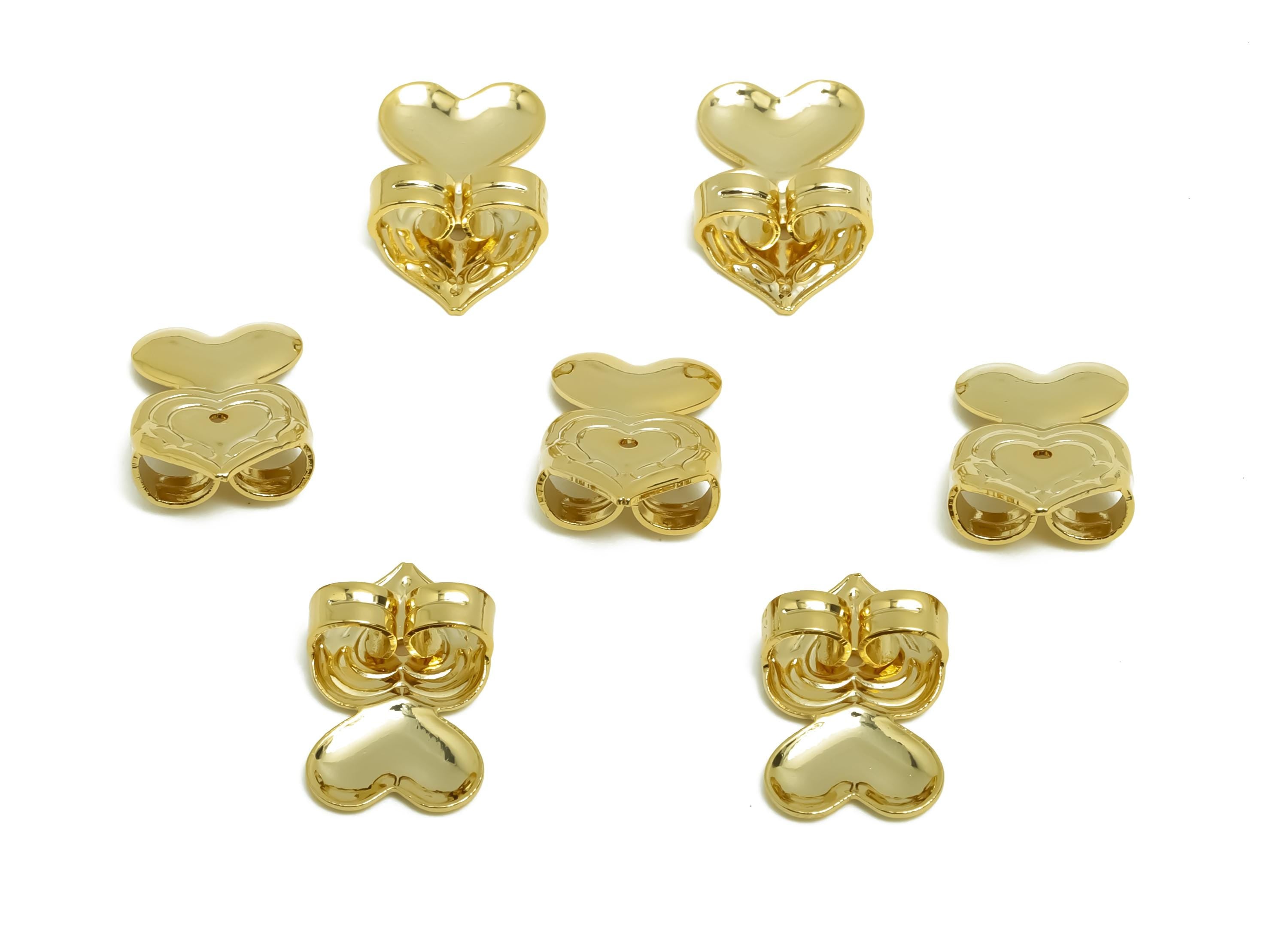 Brass Heart Earring Backs - Brass Textured Heart Back - Earring Stud Back Stopper - Post Nuts - 18K Real Gold Plating - 15x9x4mm - RGP8662 - DOMEDBAZAAR